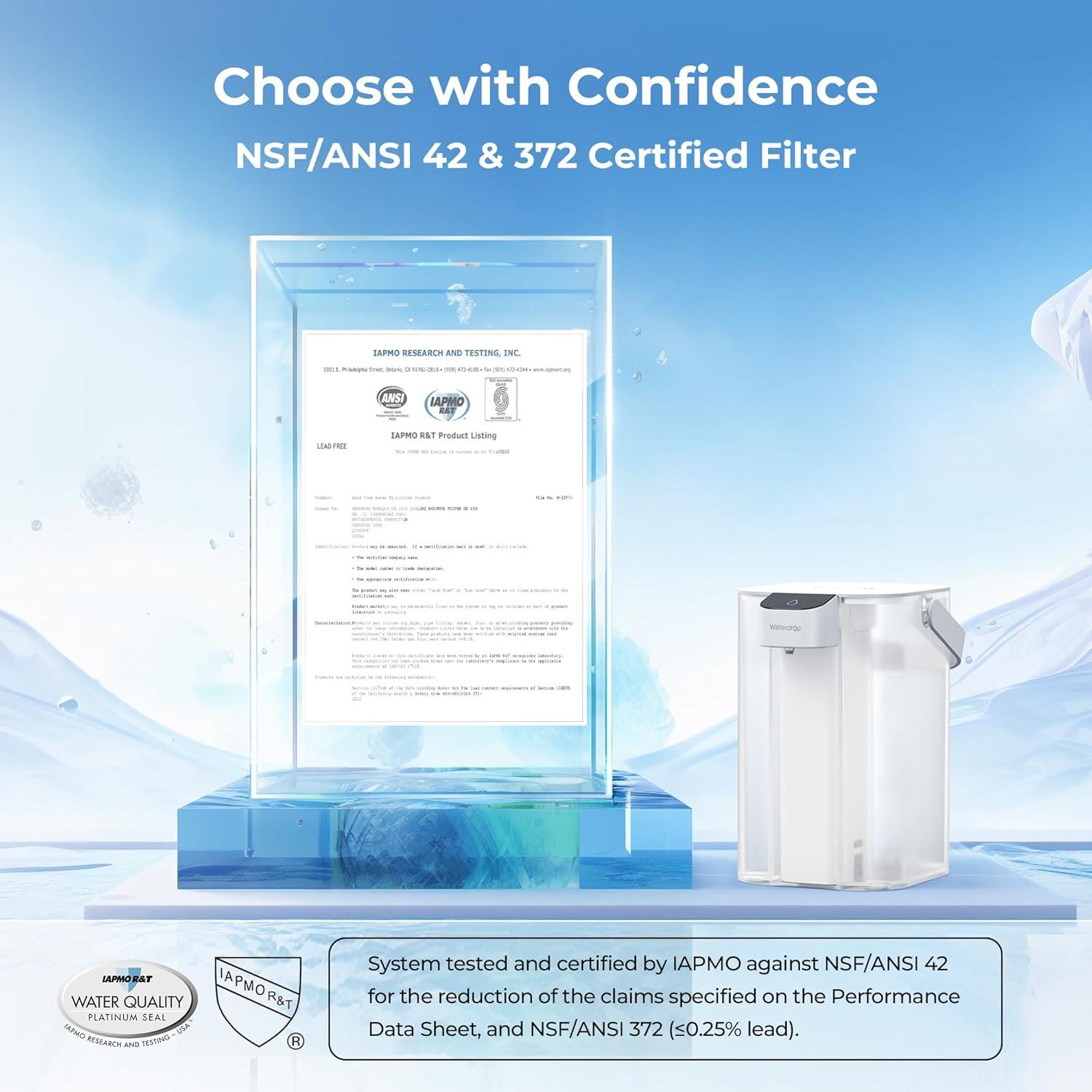 imageWaterdrop Alkaline Electric Water Filter Pitcher Rechargeable Water Dispenser Instant 200Gallon 15Cup Countertop System NSFANSI 42 Reduce PFOAPFOS Chlorine Lead Blue with 1 FilterWhite