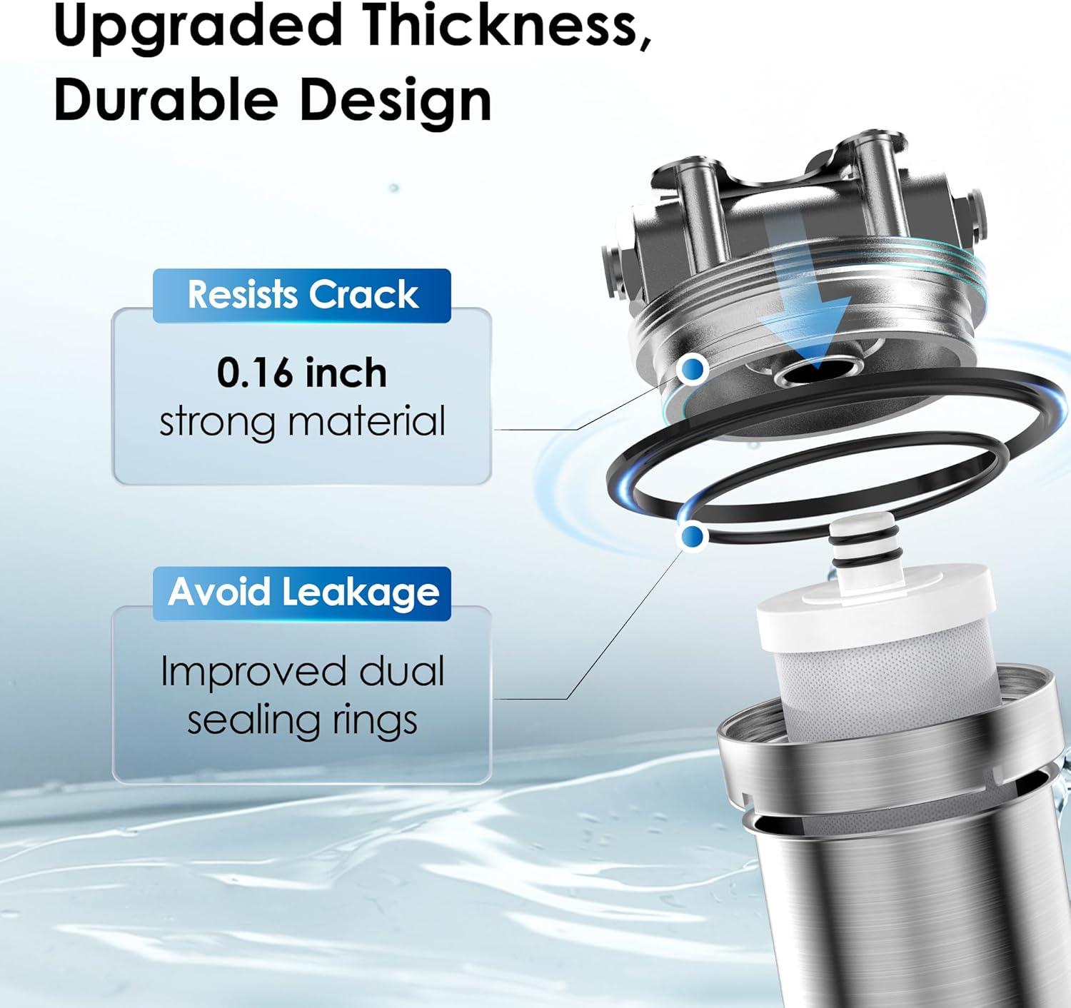 imageWaterdrop BS08 Under Sink Water Filter 1 Year Lifetime Stainless Steel Water Filter System Reduces Chlorine Lead Heavy Metals Bad Tasteampamp Odor 1 Filter ampamp 1 Brushed Nickel Faucet IncludedStainless Steelwith Faucet