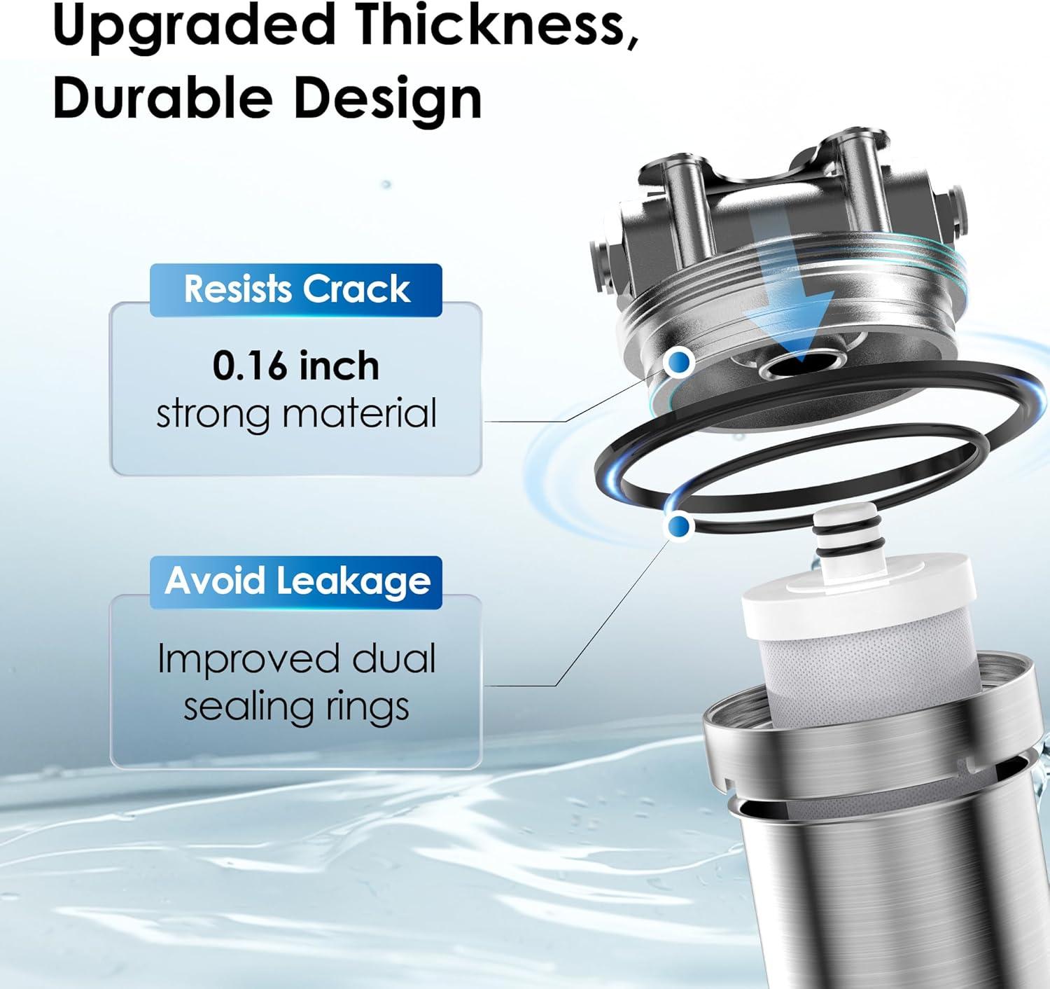 imageWaterdrop BS08 Under Sink Water Filter 1 Year Lifetime Stainless Steel Water Filter System Reduces Chlorine Lead Heavy Metals Bad Tasteampamp Odor 1 Filter ampamp 1 Brushed Nickel Faucet IncludedStainless Steel