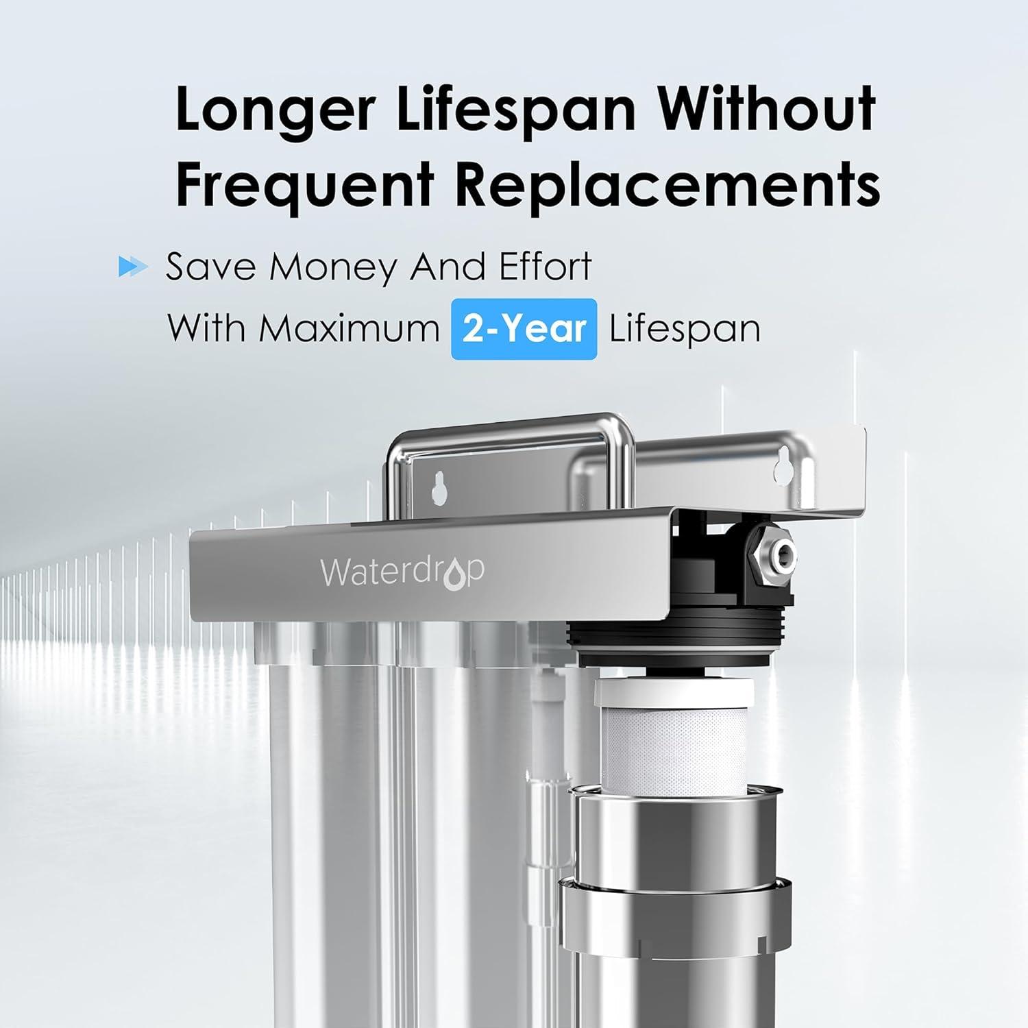 imageWaterdrop C3 Under Sink Carbon Water Filter Replacement for TSTUF UltraFiltration Under Sink Water Filter System 1 Pack