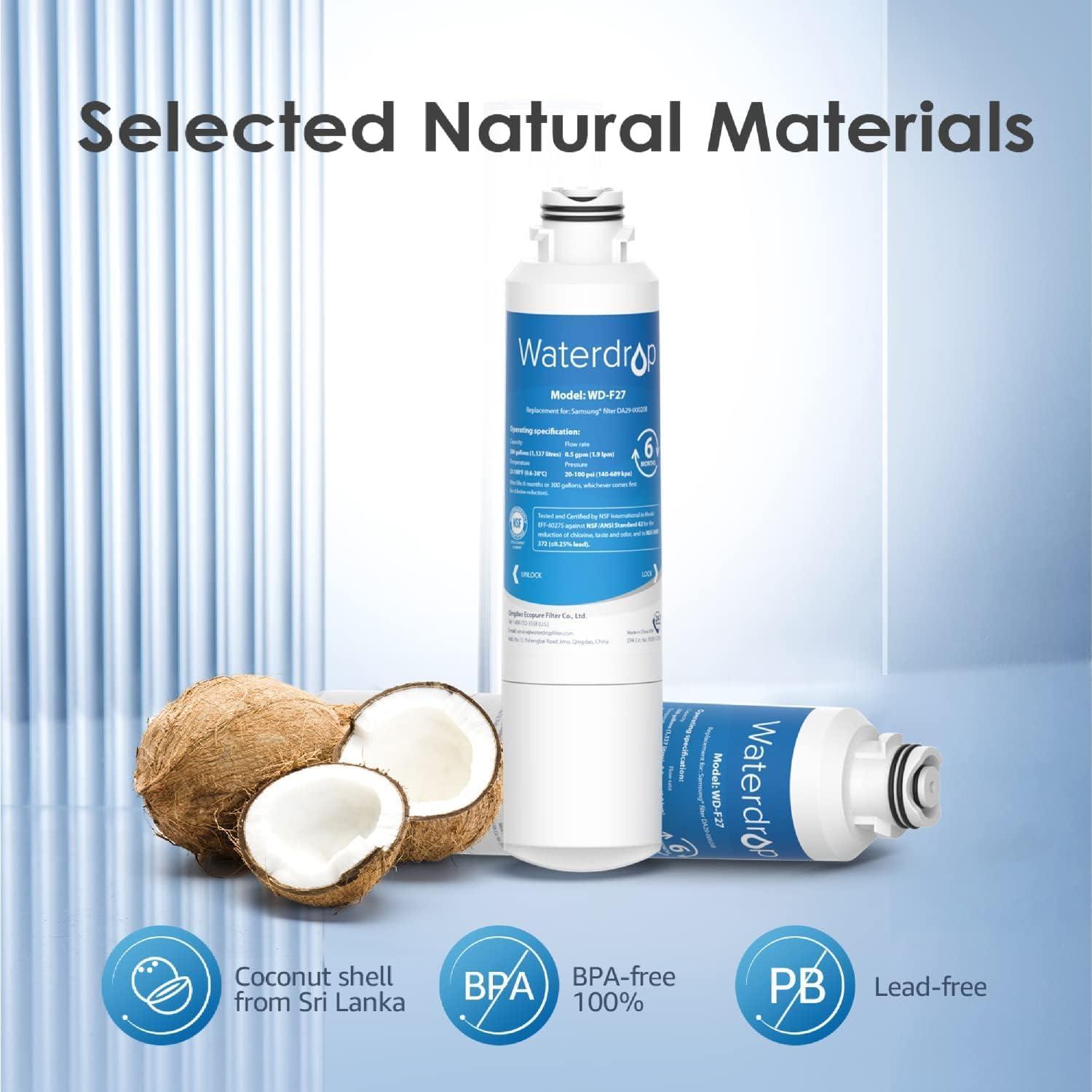 imageWaterdrop DA2900020B Replacement for Samsung Water Filter HAFCINEXP DA2900020B HAFCIN DA2900020B1 RF28HMEDBSR RF263BEAESR RS25J500DSR RF263TEAESG HDX FMS2 DA9708006A1 1 Filter6 Count Pack of 1