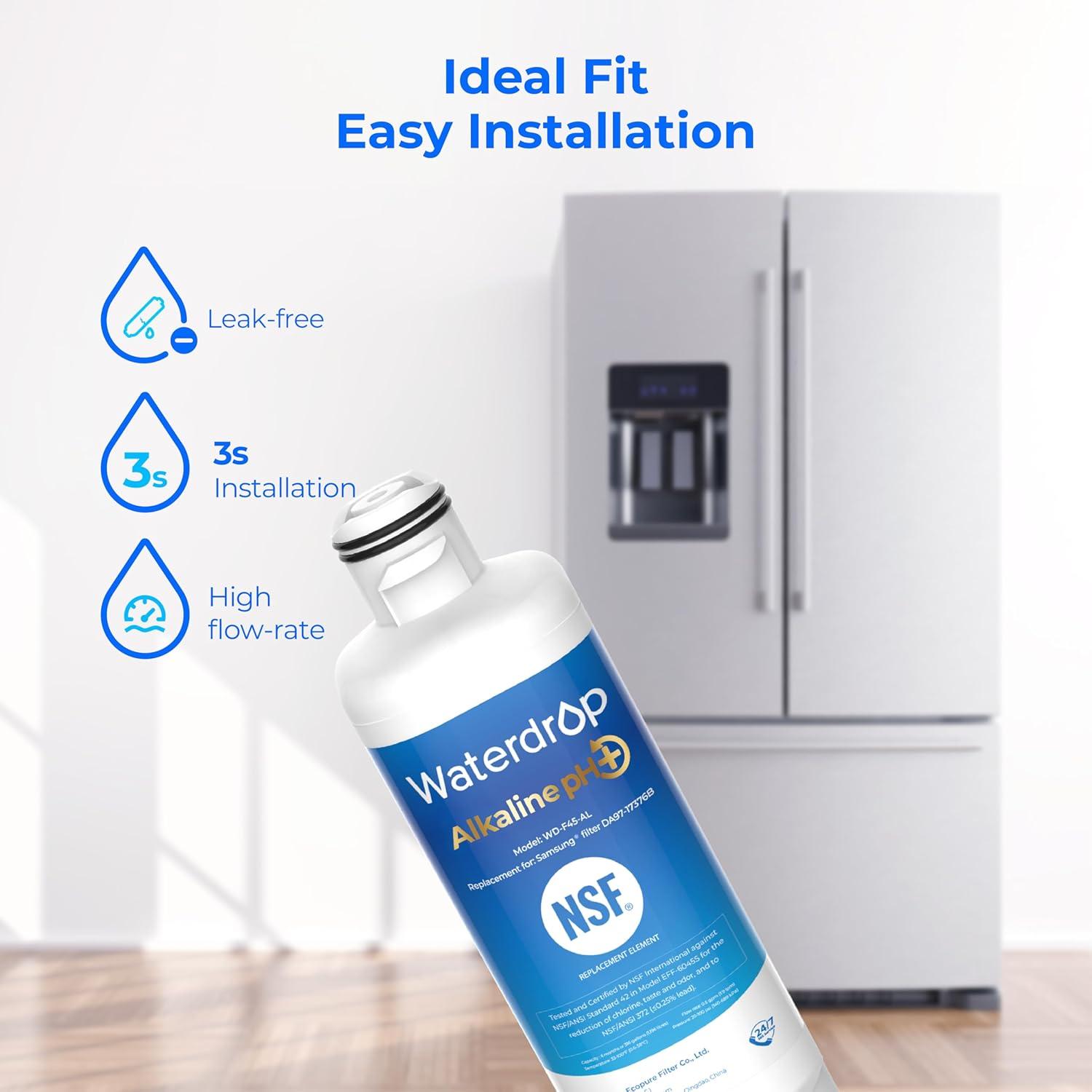 imageWaterdrop DA9717376B Replacement for Samsung HAFQINEXP DA9708006C RF28R7201SR RF28R7351SG WDF45 Refrigerator Water Filter 2 Filters2