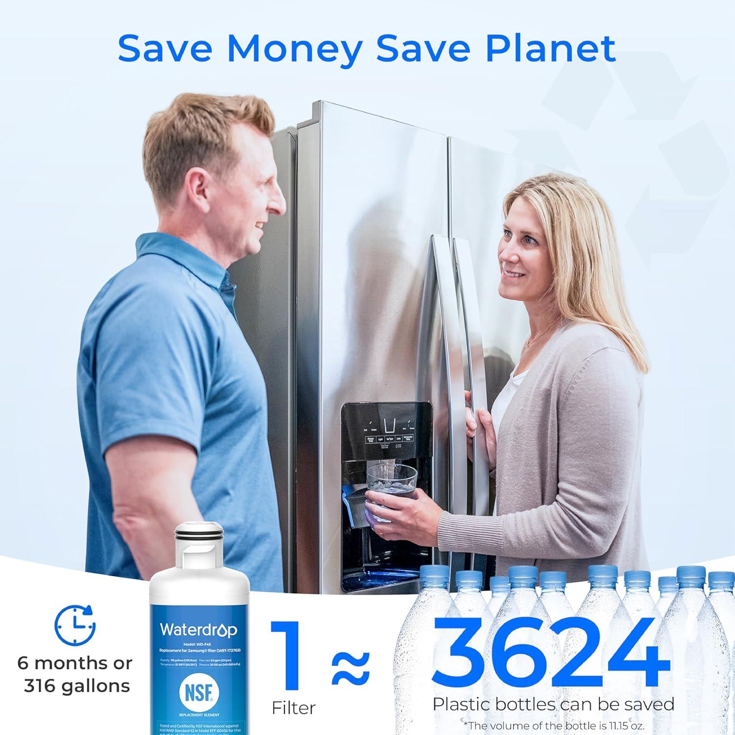 imageWaterdrop DA9717376B Replacement for Samsung HAFQINEXP DA9708006C RF28R7201SR RF28R7351SG WDF45 Refrigerator Water Filter 2 Filters2