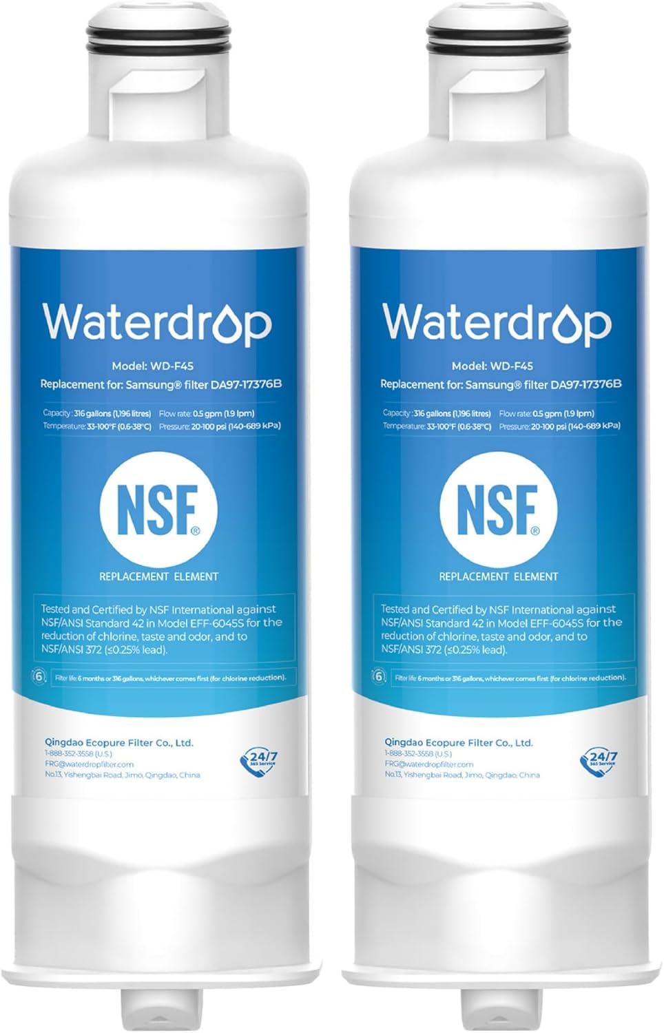 imageWaterdrop DA9717376B Replacement for Samsung HAFQINEXP DA9708006C RF28R7201SR RF28R7351SG WDF45 Refrigerator Water Filter 2 Filters2