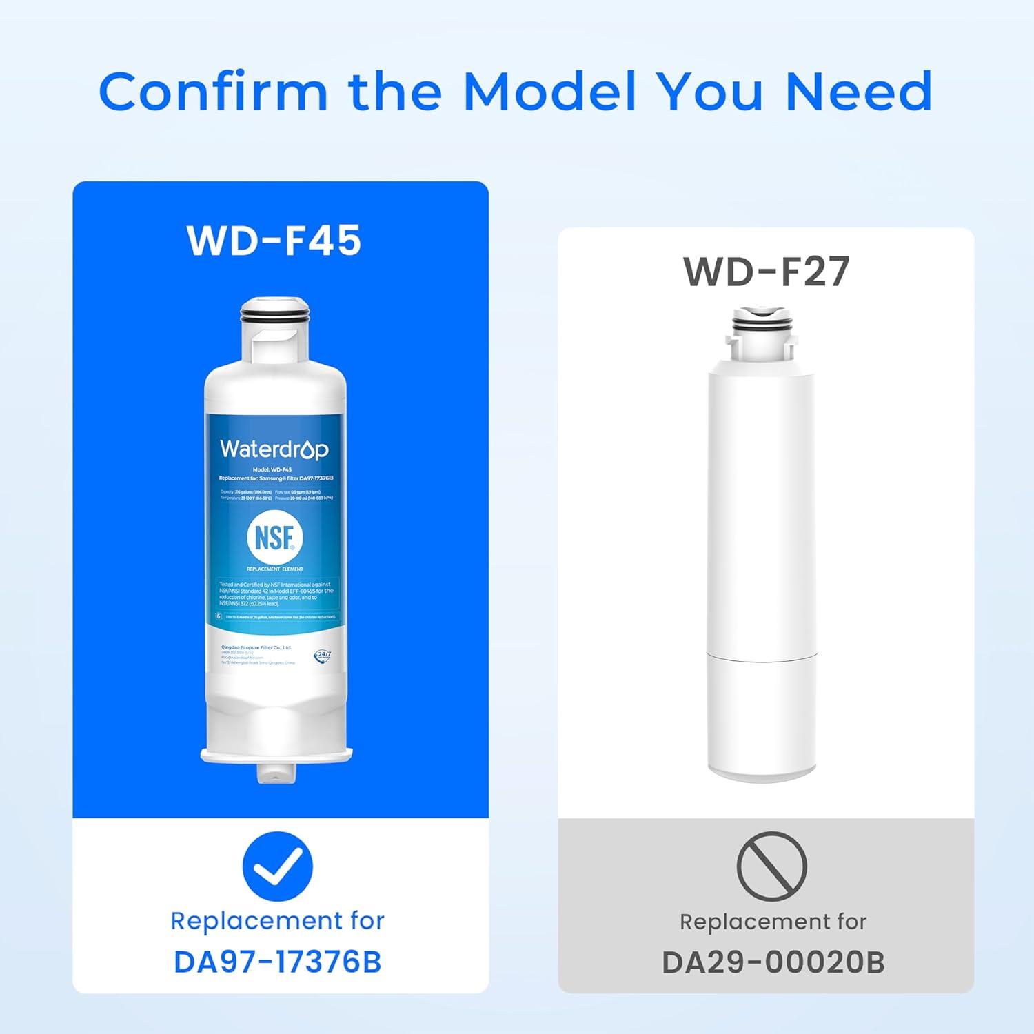 imageWaterdrop DA9717376B Replacement for Samsung HAFQINEXP DA9708006C RF28R7201SR RF28R7351SG WDF45 Refrigerator Water Filter 3 Filters