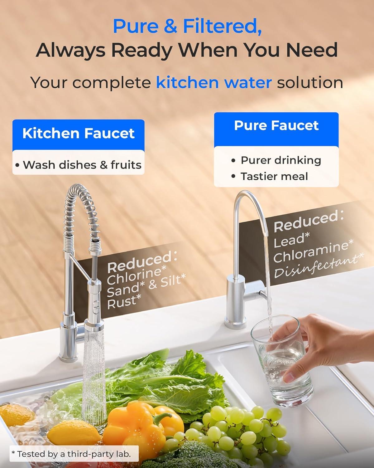 imageWaterdrop DST Under Sink Water Filter System Under Sink Water Filtration System NSF Certified Elements Reduce Chlorine PFOAPFOS Bad Taste ampamp Odor Silver Ions Enhanced Filtration Stainless SteelJet BlackReduces Lead