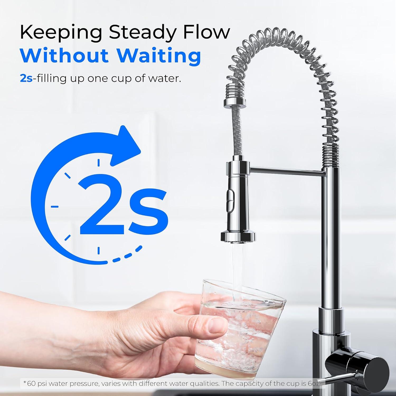 imageWaterdrop DST Under Sink Water Filter System Under Sink Water Filtration System NSF Certified Elements Reduce Chlorine PFOAPFOS Bad Taste ampamp Odor Silver Ions Enhanced Filtration Stainless SteelDual StageSilver Ions Enhanced Filtration
