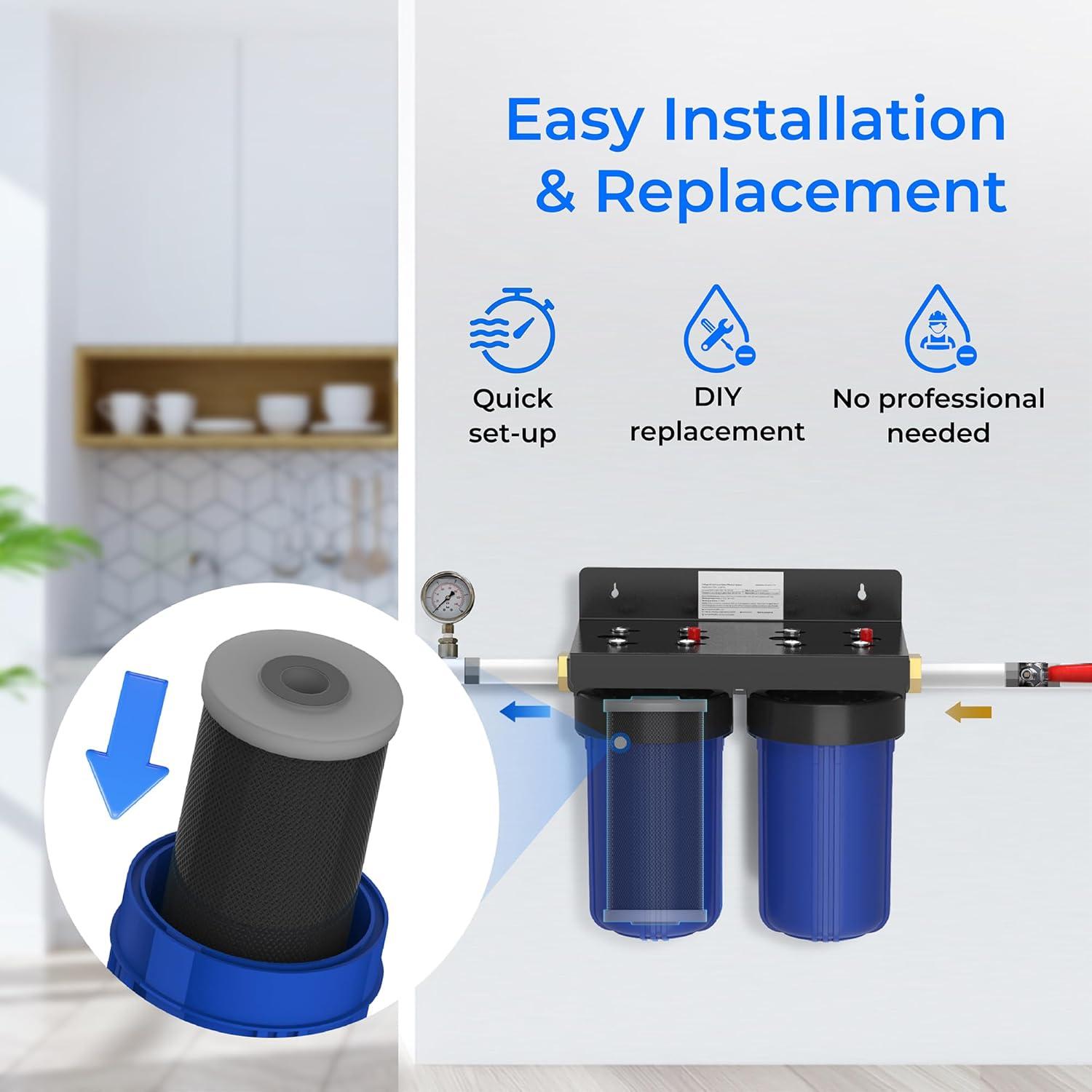 imageWaterdrop FXHTC Whole House Carbon Water Filter Replacement for GE FXHTC GXWH40L GXWH35F Culligan RFCBBSA American Plumber W10PR W10BC WRC25HD 10quot x 45quot Cartridge 5 Micron Pack of 31