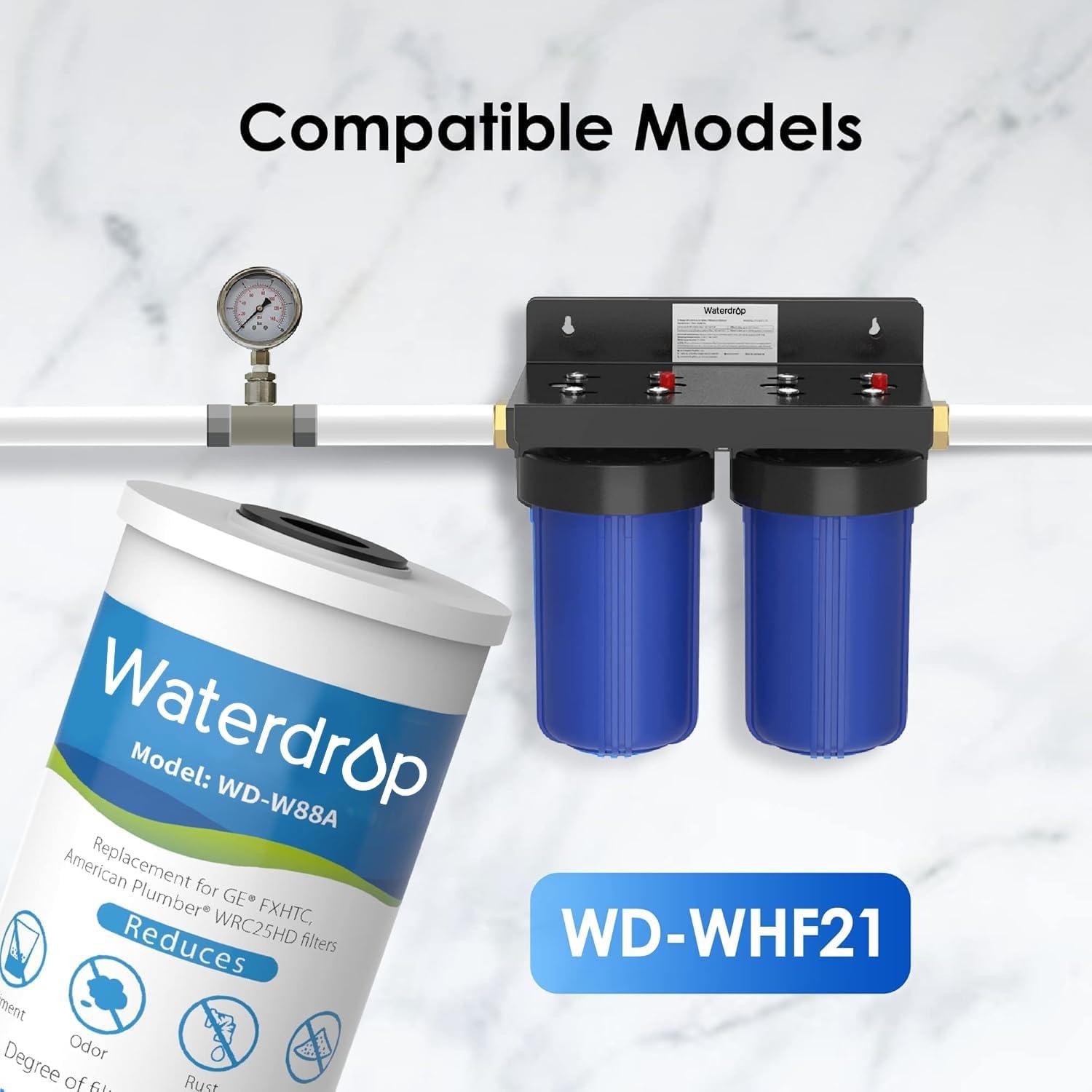 imageWaterdrop FXHTC Whole House Carbon Water Filter Replacement for GE FXHTC GXWH40L GXWH35F Culligan RFCBBSA American Plumber W10PR W10BC WRC25HD 10quot x 45quot Cartridge 5 Micron Pack of 32