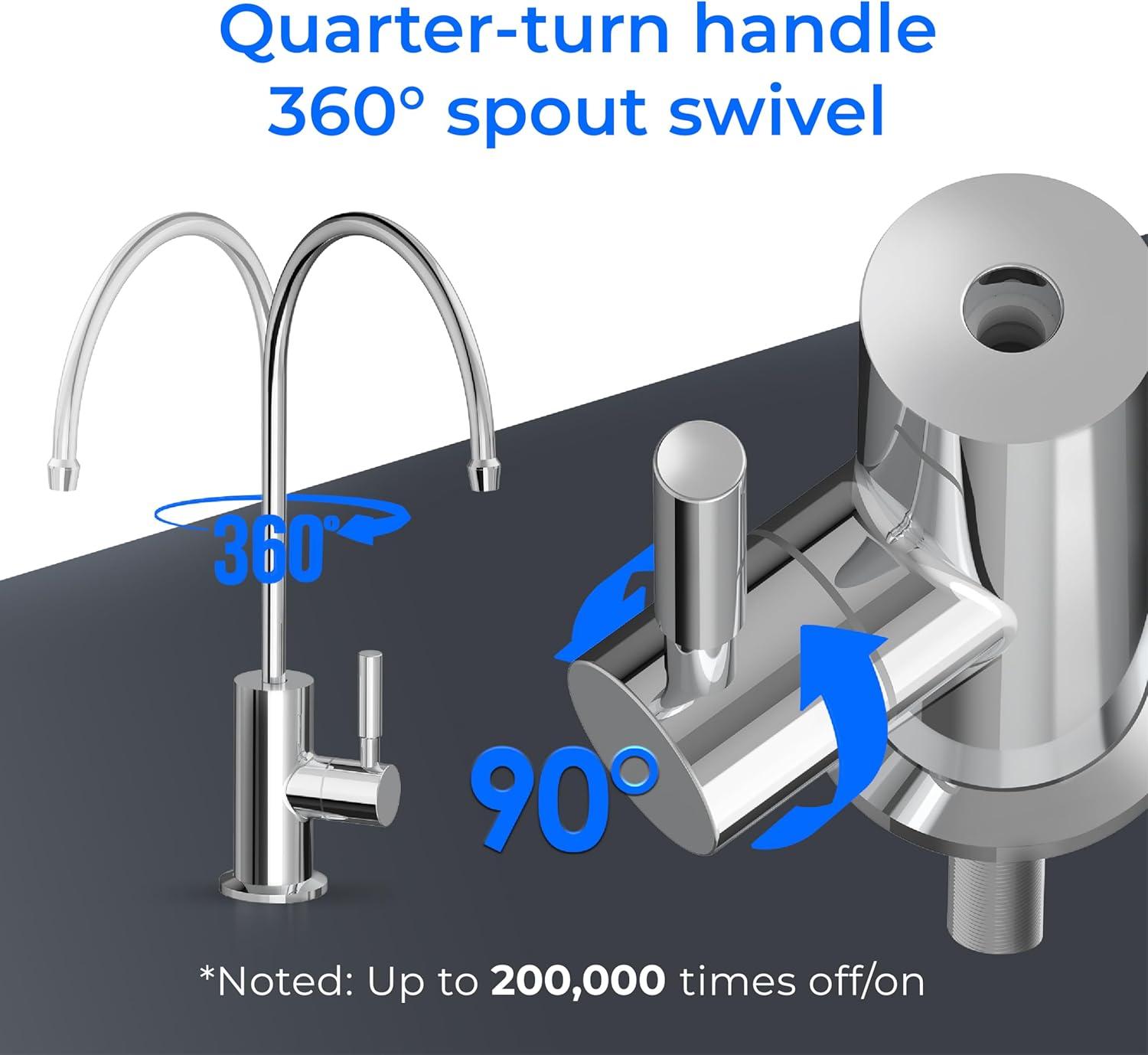 imageWaterdrop Filtered Water Faucet Drinking Water Faucet Reverse Osmosis Faucet RO Faucet Water Filter Faucet for Kitchen Sink Water Dispenser Faucet Stainless Steel LeadFreePolished Chrome