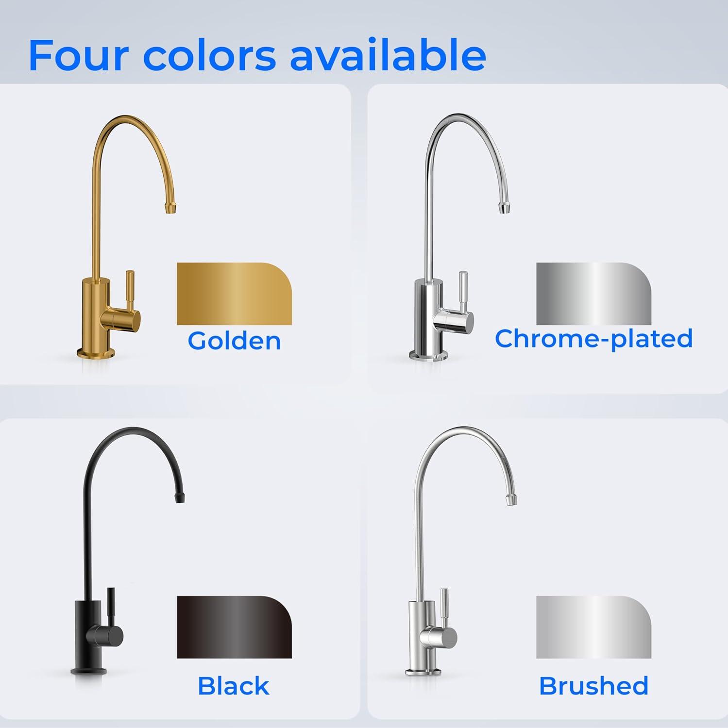 imageWaterdrop Filtered Water Faucet Drinking Water Faucet Reverse Osmosis Faucet RO Faucet Water Filter Faucet for Kitchen Sink Water Dispenser Faucet Stainless Steel LeadFreeGold