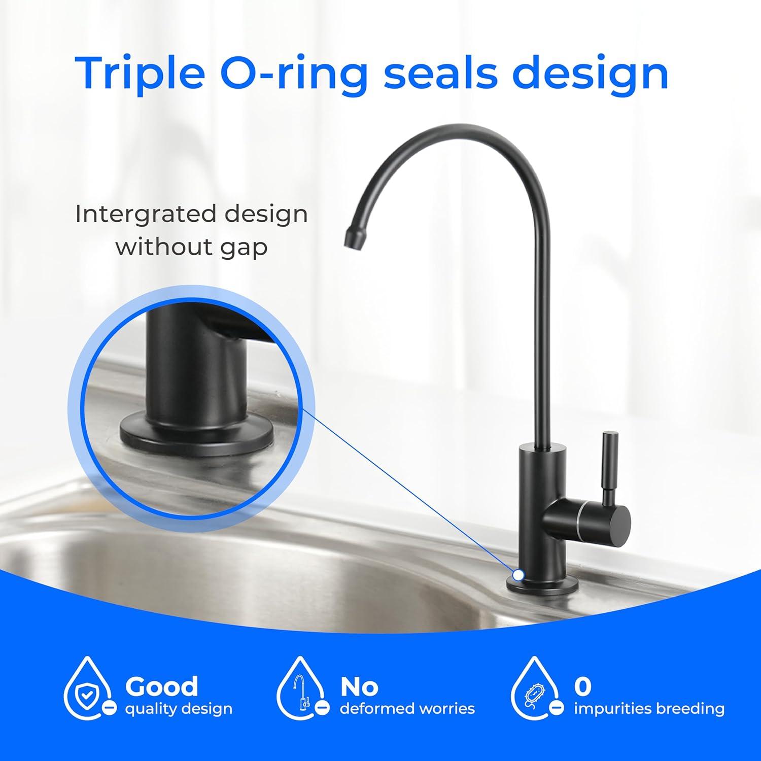 imageWaterdrop Filtered Water Faucet Drinking Water Faucet Reverse Osmosis Faucet RO Faucet Water Filter Faucet for Kitchen Sink Water Dispenser Faucet Stainless Steel LeadFreeBLK