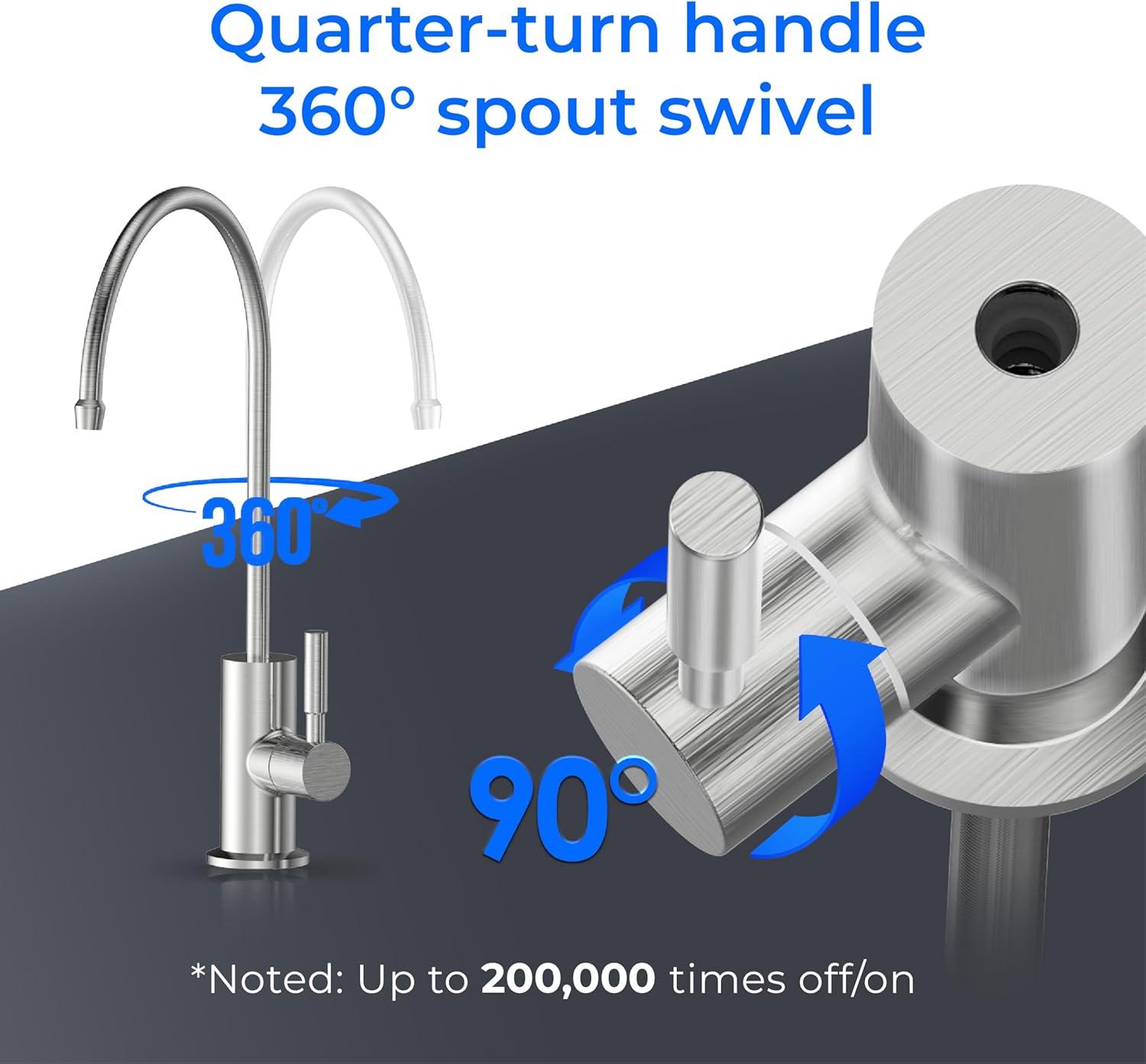 imageWaterdrop Filtered Water Faucet Drinking Water Faucet Reverse Osmosis Faucet RO Faucet Water Filter Faucet for Kitchen Sink Water Dispenser Faucet Stainless Steel LeadFreeBrushed Stainless Steel