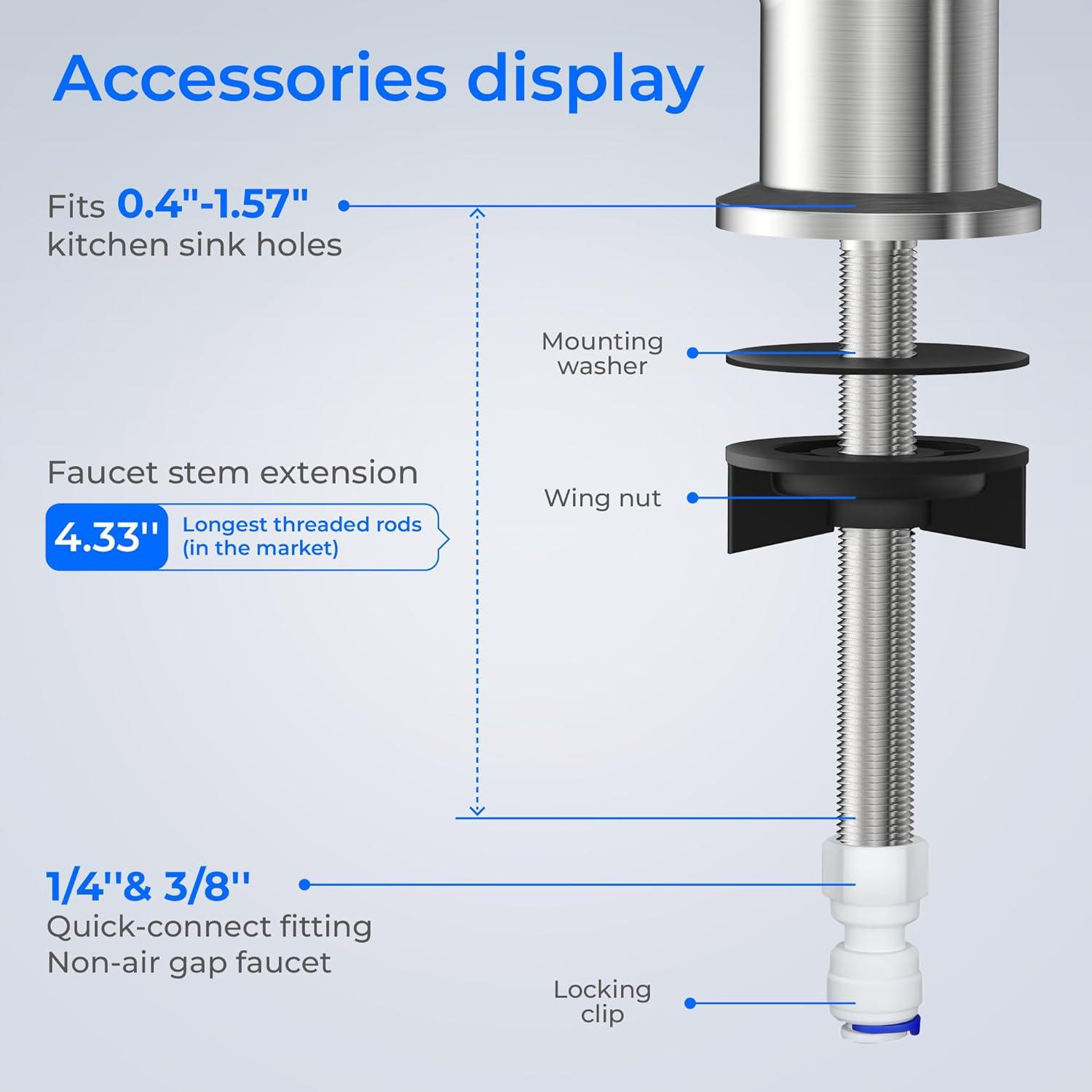 imageWaterdrop Filtered Water Faucet Drinking Water Faucet Reverse Osmosis Faucet RO Faucet Water Filter Faucet for Kitchen Sink Water Dispenser Faucet Stainless Steel LeadFreeBrushed Stainless Steel