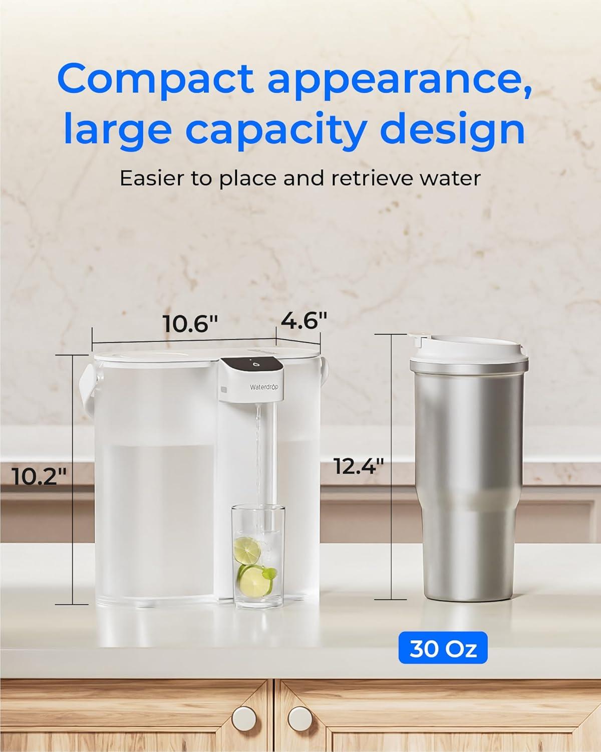 imageWaterdrop FreshTaste Instant Water Filter Pitcher Rechargeable Powerful Dispenser Reduce Chlorine Lead Copper Purify Soften Water 17Cup White Does not Lower TDSAdvanced White