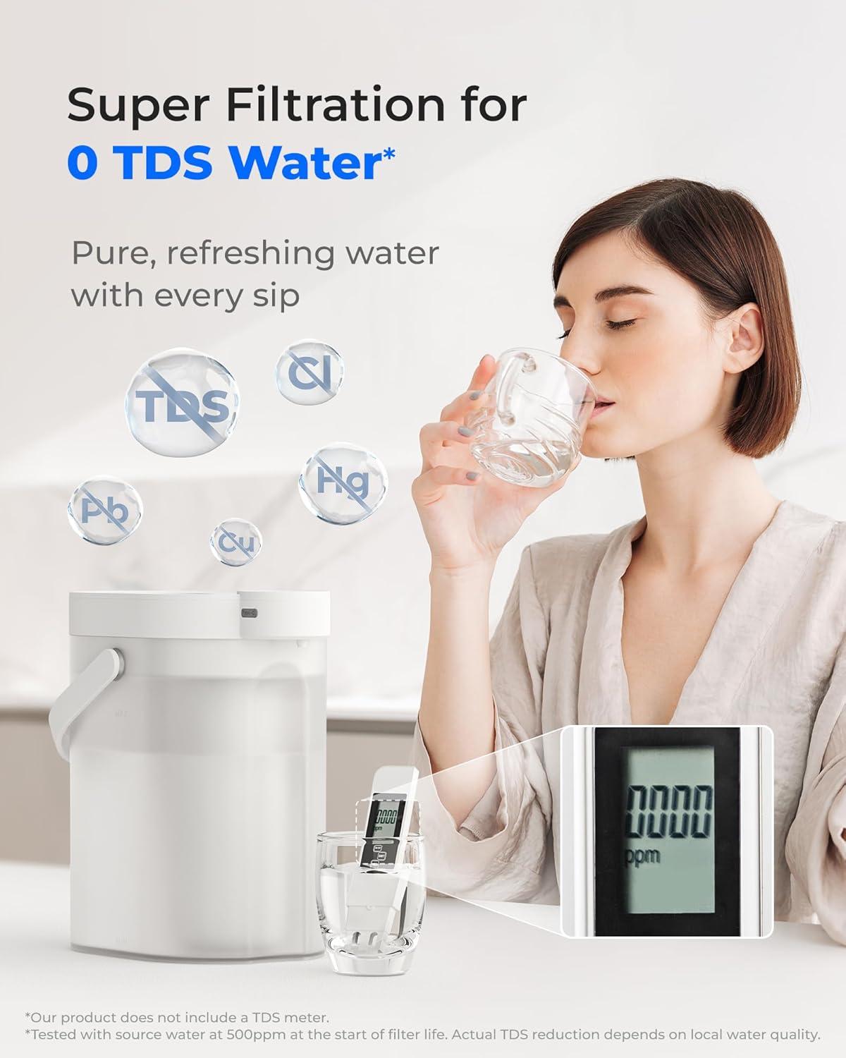 imageWaterdrop FreshTaste Instant Water Filter Pitcher Rechargeable Powerful Dispenser Reduce Chlorine Lead Copper Purify Soften Water 17Cup White Does not Lower TDSAdvanced White