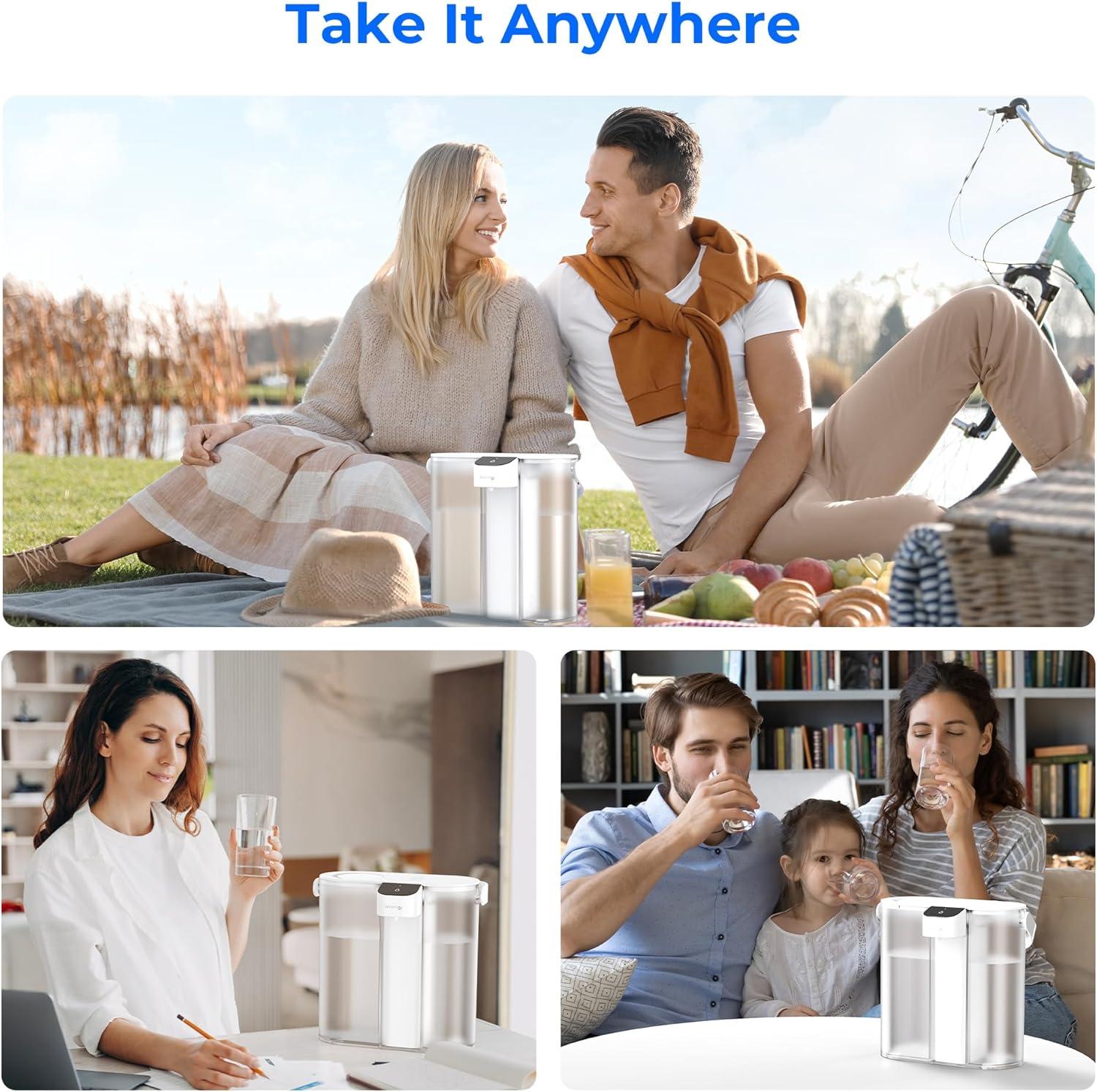 imageWaterdrop FreshTaste Instant Water Filter Pitcher Rechargeable Powerful Dispenser Reduce Chlorine Lead Copper Purify Soften Water 17Cup White Does not Lower TDSAdvanced White