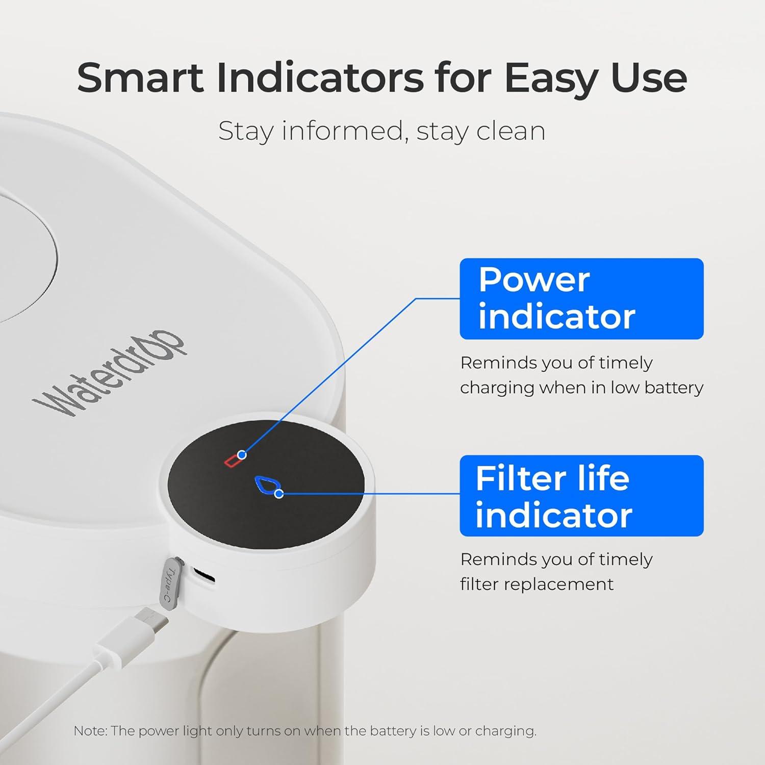 imageWaterdrop FreshTaste Instant Water Filter Pitcher Rechargeable Powerful Dispenser Reduce Chlorine Lead Copper Purify Soften Water 17Cup White Does not Lower TDSAdvanced White4 Filters