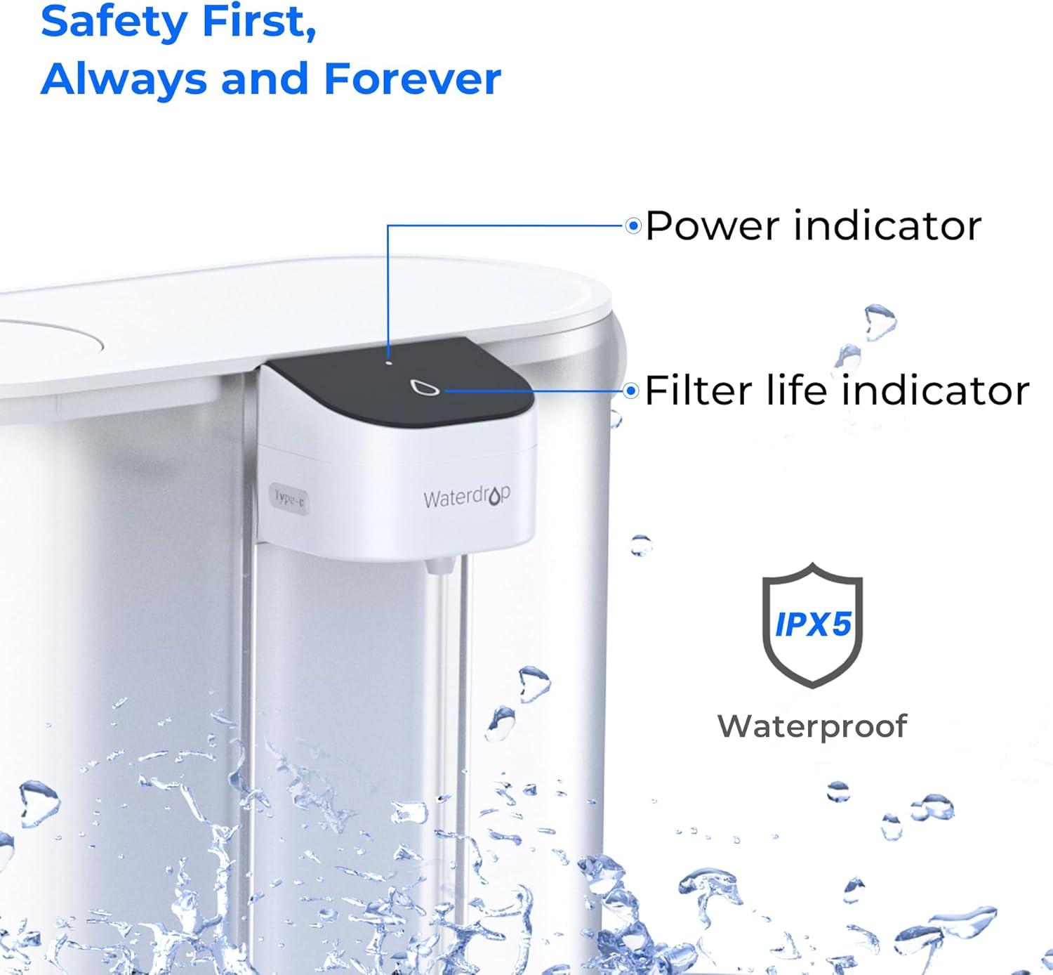 imageWaterdrop FreshTaste Instant Water Filter Pitcher Rechargeable Powerful Dispenser Reduce Chlorine Lead Copper Purify Soften Water 17Cup White Does not Lower TDSAdvanced White