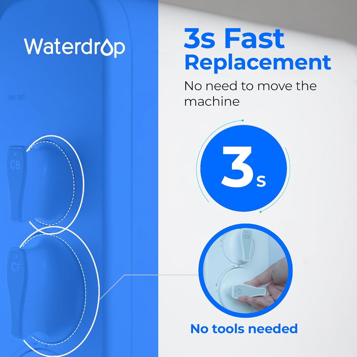 imageWaterdrop G3 Replacement Filter 1Year Combo Pack of 2 WDG3CF Filters and 1 WDG3CB Filter Replacement for WDG3W WDG3P600 and WDG3P800W Reverse Osmosis System