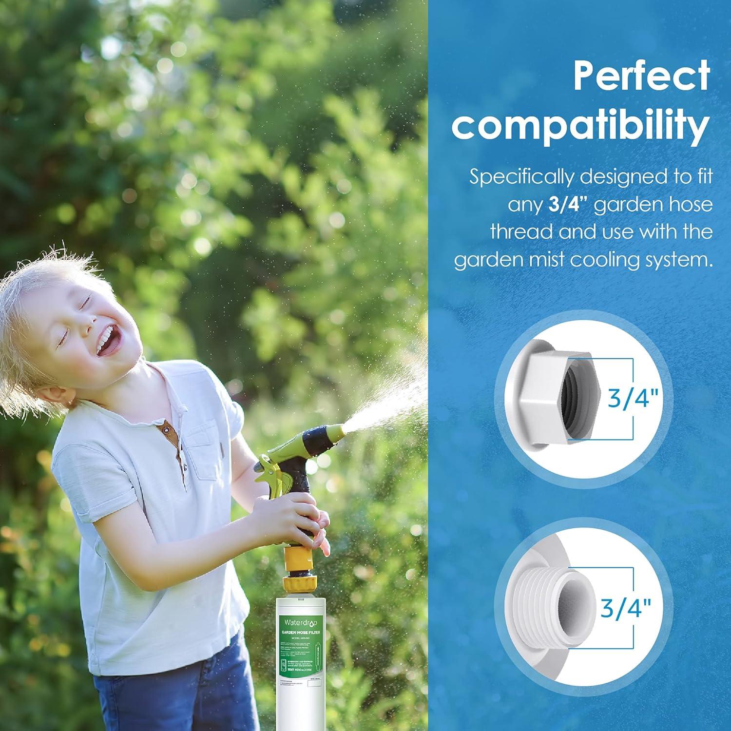 imageWaterdrop Garden Hose Water Filter Reduces Chlorine Odor Improve Plants Health Ideal for Gardening Farming and Pets Pack of 2