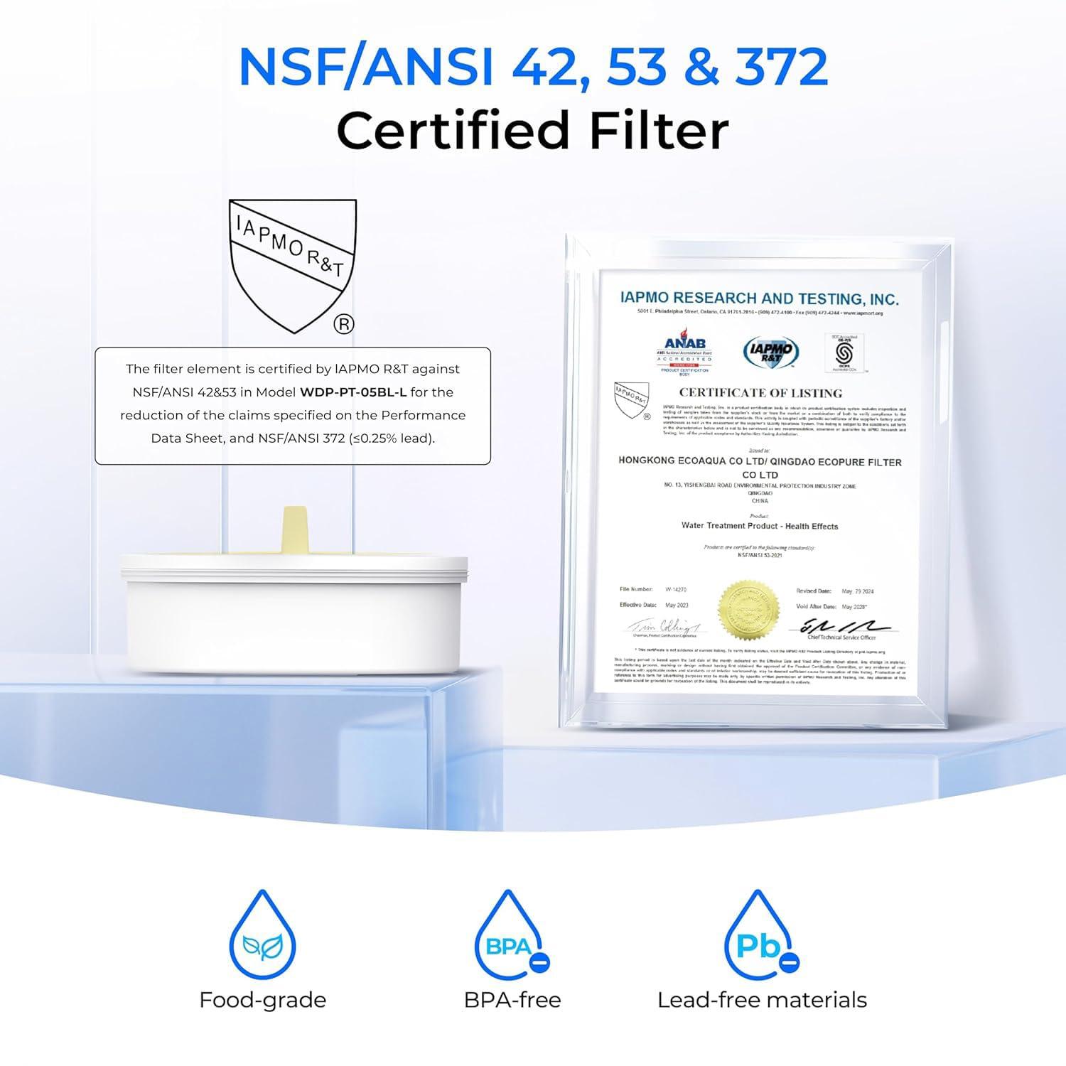 imageWaterdrop Glass Water Filter Pitcher with 1 Filter EcoFriendly with NSF 53ampamp42ampamp372 Certified Filter 7Cup Reduces PFOAPFOS Chlorine Cadmium Copper Mercury BPA Free Easy to Clean WhiteBlack