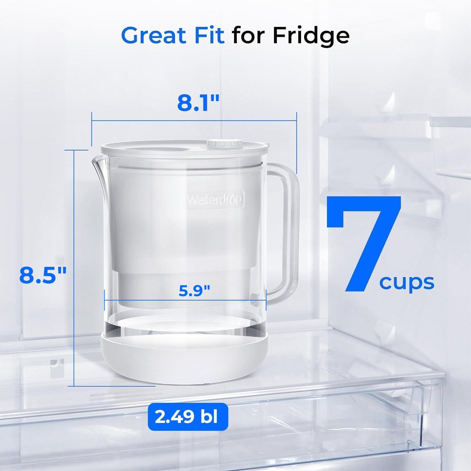 imageWaterdrop Glass Water Filter Pitcher with 1 Filter EcoFriendly with NSF 53ampamp42ampamp372 Certified Filter 7Cup Reduces PFOAPFOS Chlorine Cadmium Copper Mercury BPA Free Easy to Clean WhiteWhite