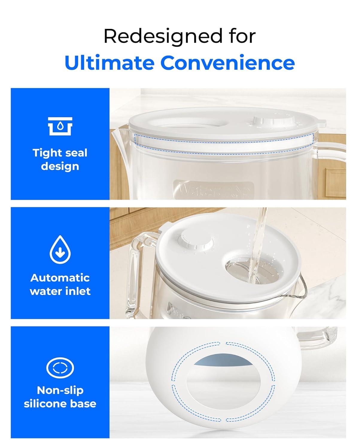 imageWaterdrop Glass Water Filter Pitcher with 1 Filter EcoFriendly with NSF 53ampamp42ampamp372 Certified Filter 7Cup Reduces PFOAPFOS Chlorine Cadmium Copper Mercury BPA Free Easy to Clean WhiteClear