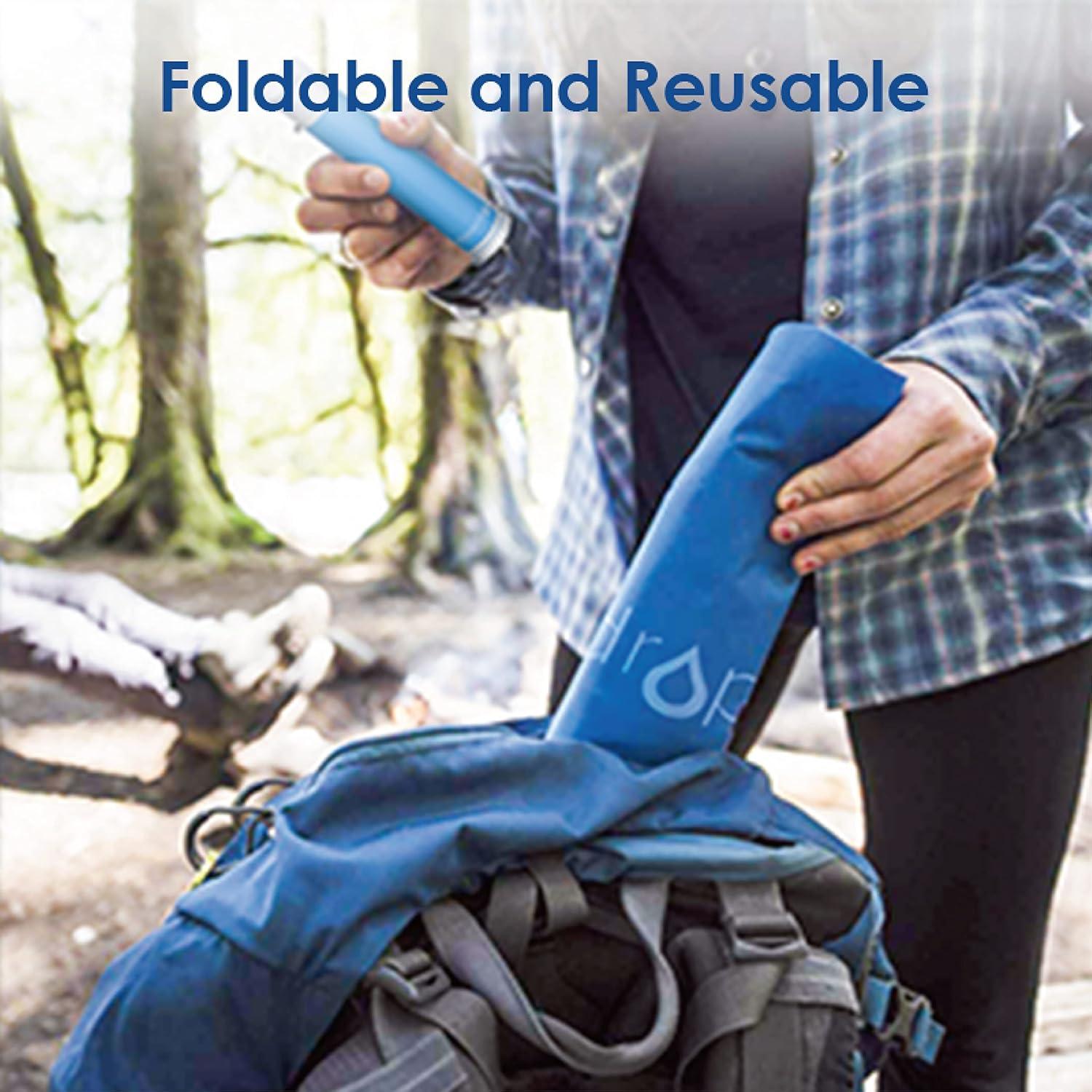 imageWaterdrop Gravity Water Bag for Camping Travel Backpacking Hiking and Emergency Compatible with Water Filter Straw Flex Foldable 15 Gal Bag