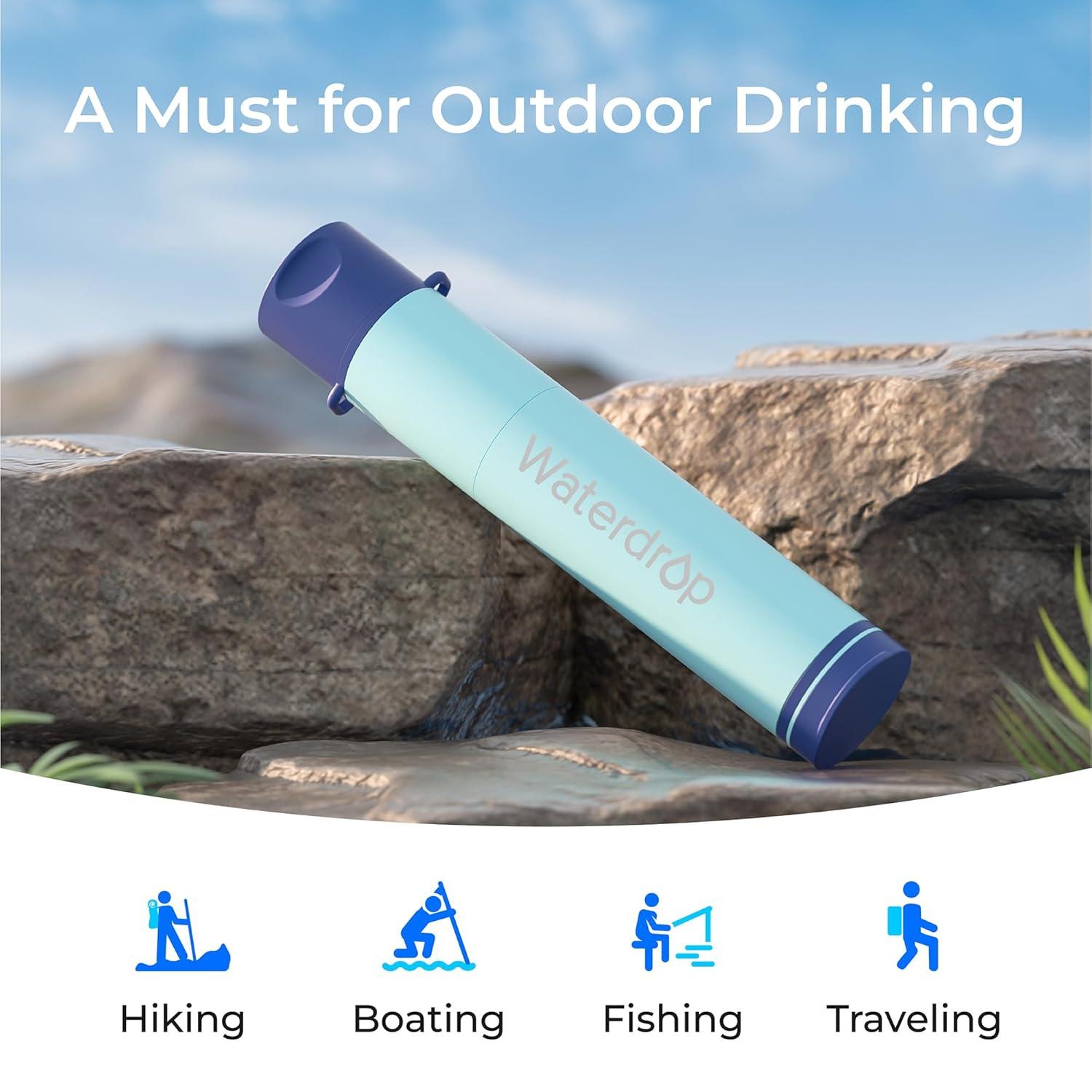 imageWaterdrop Gravity Water Filter Straw Camping Water Filtration System Water Purifier Survival for Travel Backpacking and Emergency Preparedness 15 gal Bag 01 Micron Light Blue3 straw