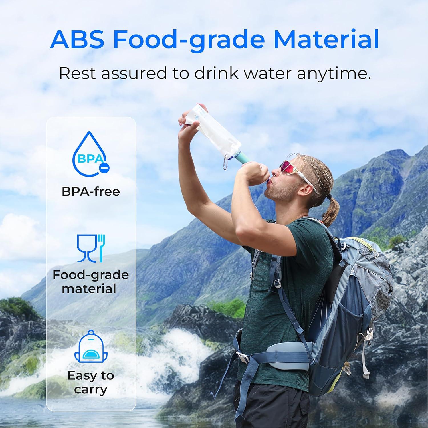 imageWaterdrop Gravity Water Filter Straw Camping Water Filtration System Water Purifier Survival for Travel Backpacking and Emergency Preparedness 15 gal Bag 01 Micron Light Blue3 straw