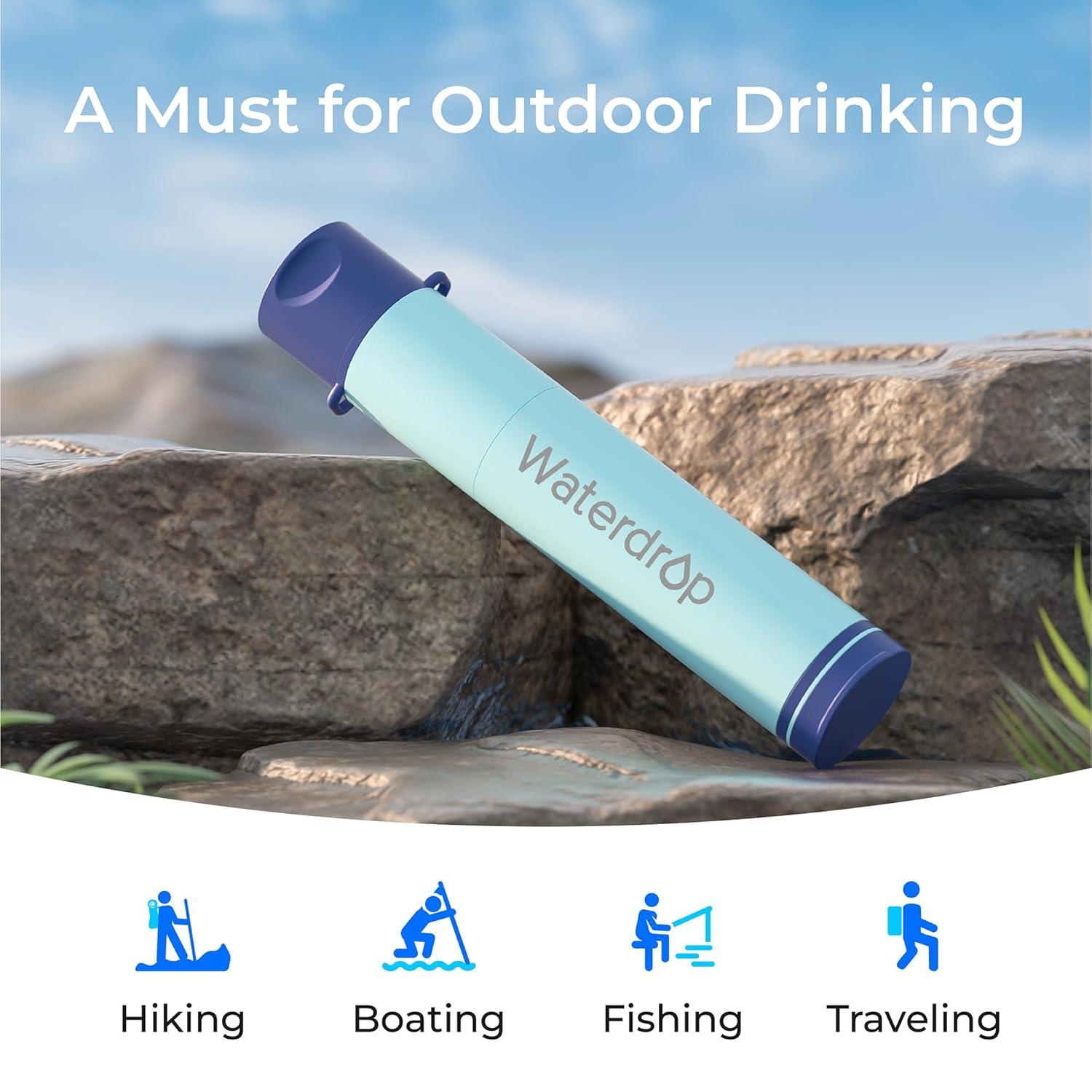 imageWaterdrop Gravity Water Filter Straw Camping Water Filtration System Water Purifier Survival for Travel Backpacking and Emergency Preparedness 15 gal Bag 01 Micron Light Blue4 straw