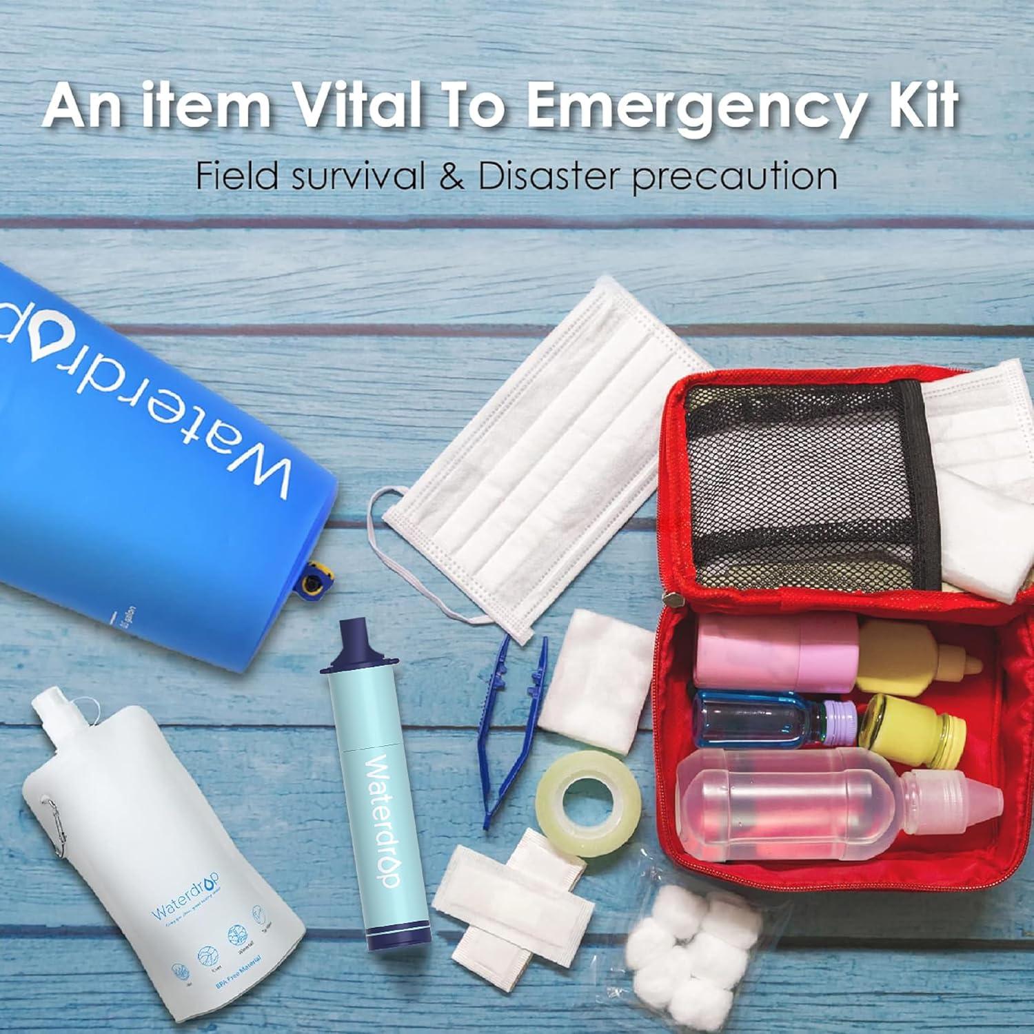 imageWaterdrop Gravity Water Filter Straw Camping Water Filtration System Water Purifier Survival for Travel Backpacking and Emergency Preparedness 15 gal Bag 01 Micron Light BlueGravity Water Filter Straw