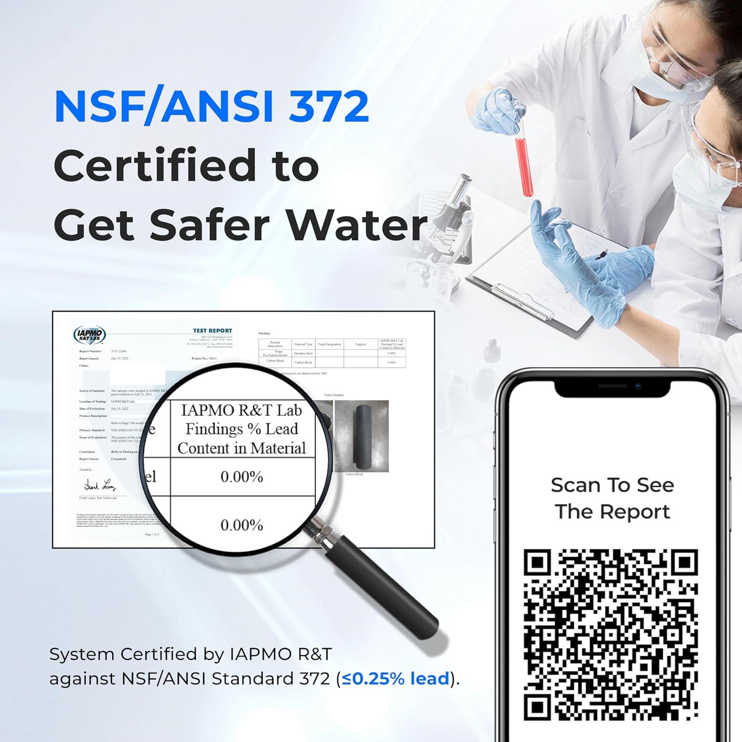 imageWaterdrop Gravityfed Water Filter System 225G StainlessSteel System with 4 Filters Metal Water Level Spigot and Stand NSFANSI 42ampamp372 Standard Reduces ChlorineKing Tank for Emergencies225G