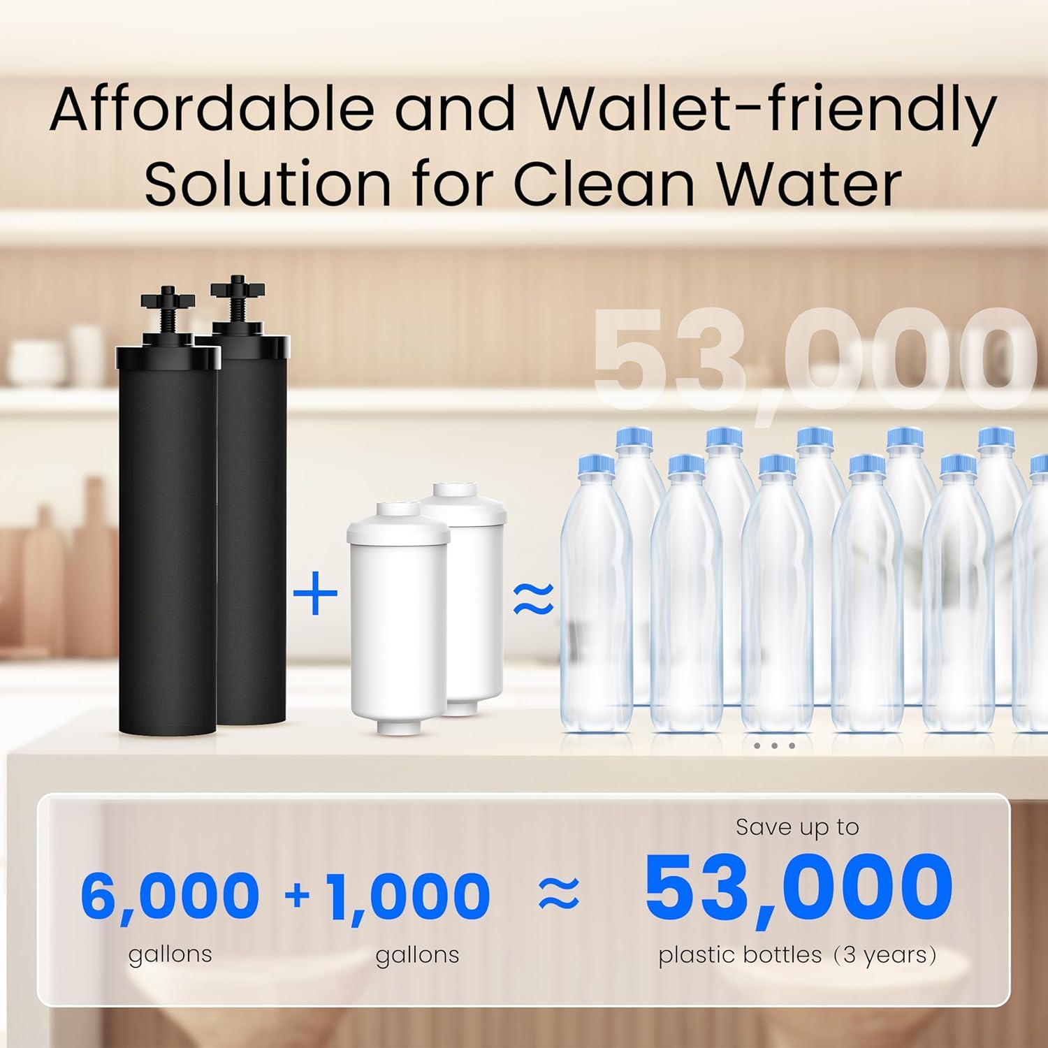 imageWaterdrop Gravityfed Water Filter System 225G StainlessSteel System with 4 Filters Metal Water Level Spigot and Stand NSFANSI 42ampamp372 Standard Reduces ChlorineKing Tank for Emergencies15G