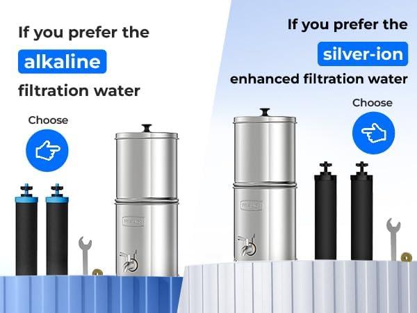 imageWaterdrop Gravityfed Water Filter System 225G StainlessSteel System with 4 Filters Metal Water Level Spigot and Stand NSFANSI 42ampamp372 Standard Reduces ChlorineKing Tank for Emergencies225G