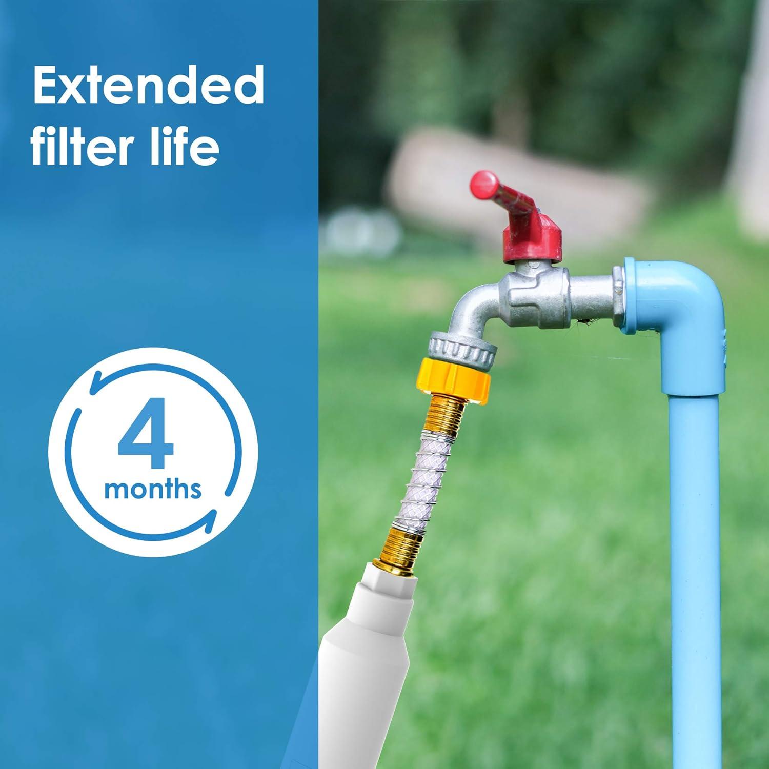 imageWaterdrop Hose Water Filter with Hose Protector Reduces Chlorine Odor Improve Plants Health Ideal for Gardening Farming and Pets