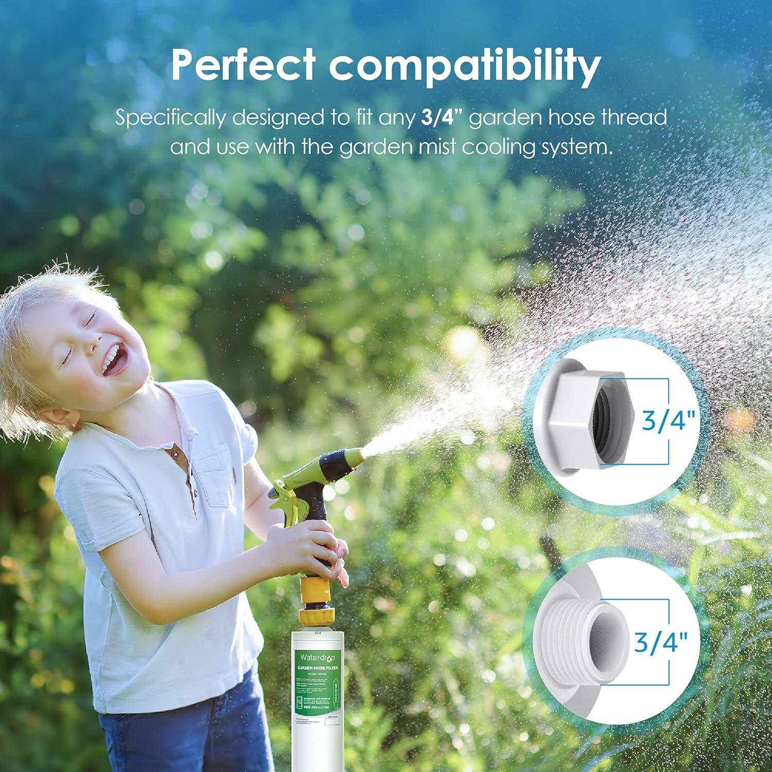 imageWaterdrop Hose Water Filter with Hose Protector Reduces Chlorine Odor Improve Plants Health Ideal for Gardening Farming and Pets