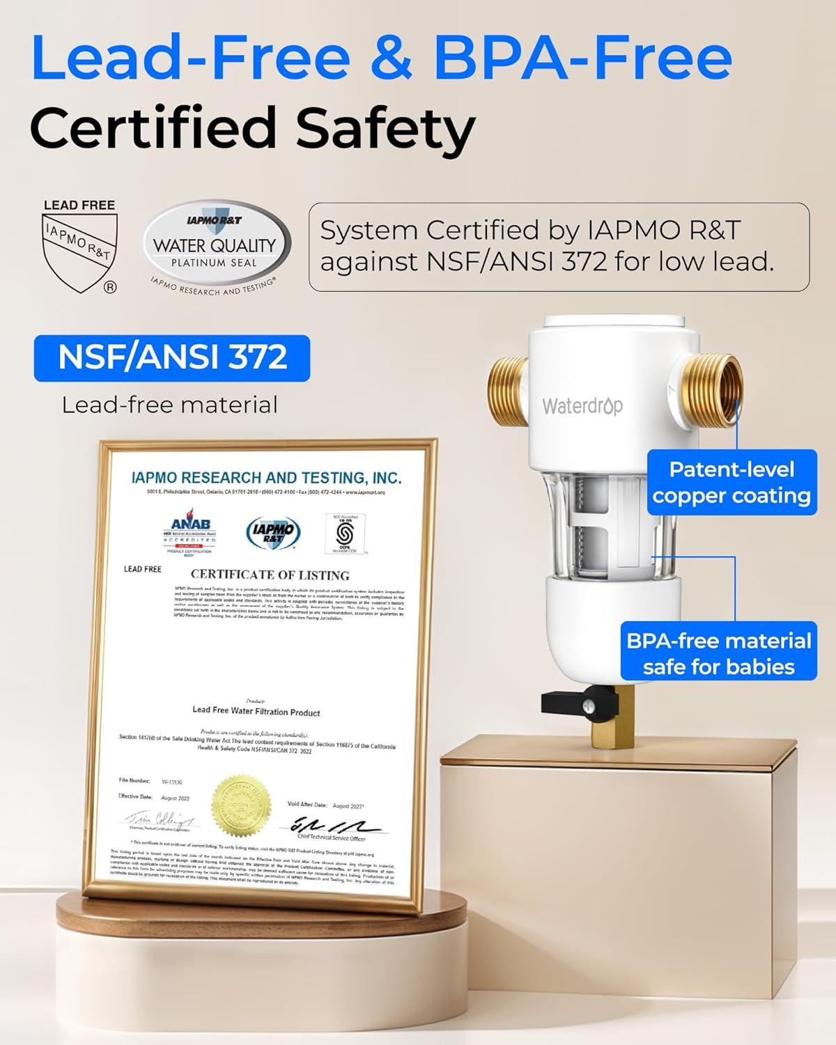 imageWaterdrop Mega Spin Down Sediment Filter Reusable Whole House Water Filter System for City Water Backwash Sediment Water Filter System 100 Micron5 Micron PP Filter 1quot MNPT  34quot FNPT BPA FreeStainless 50200 Micron Filter