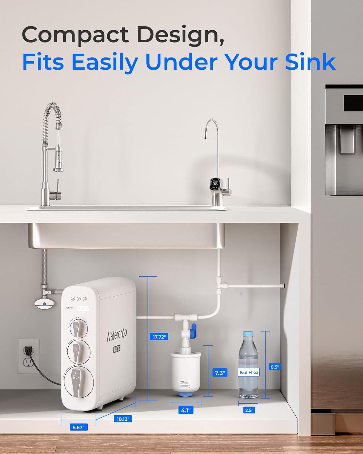 imageWaterdrop PMT Small Water Pressure Tank RO Pressure Tank for All Tankless Reverse Osmosis System Mini Reverse Osmosis Storage Tank Fits All 14quot Water Tubing Small Water Tank for G3 G2 D6 PD600