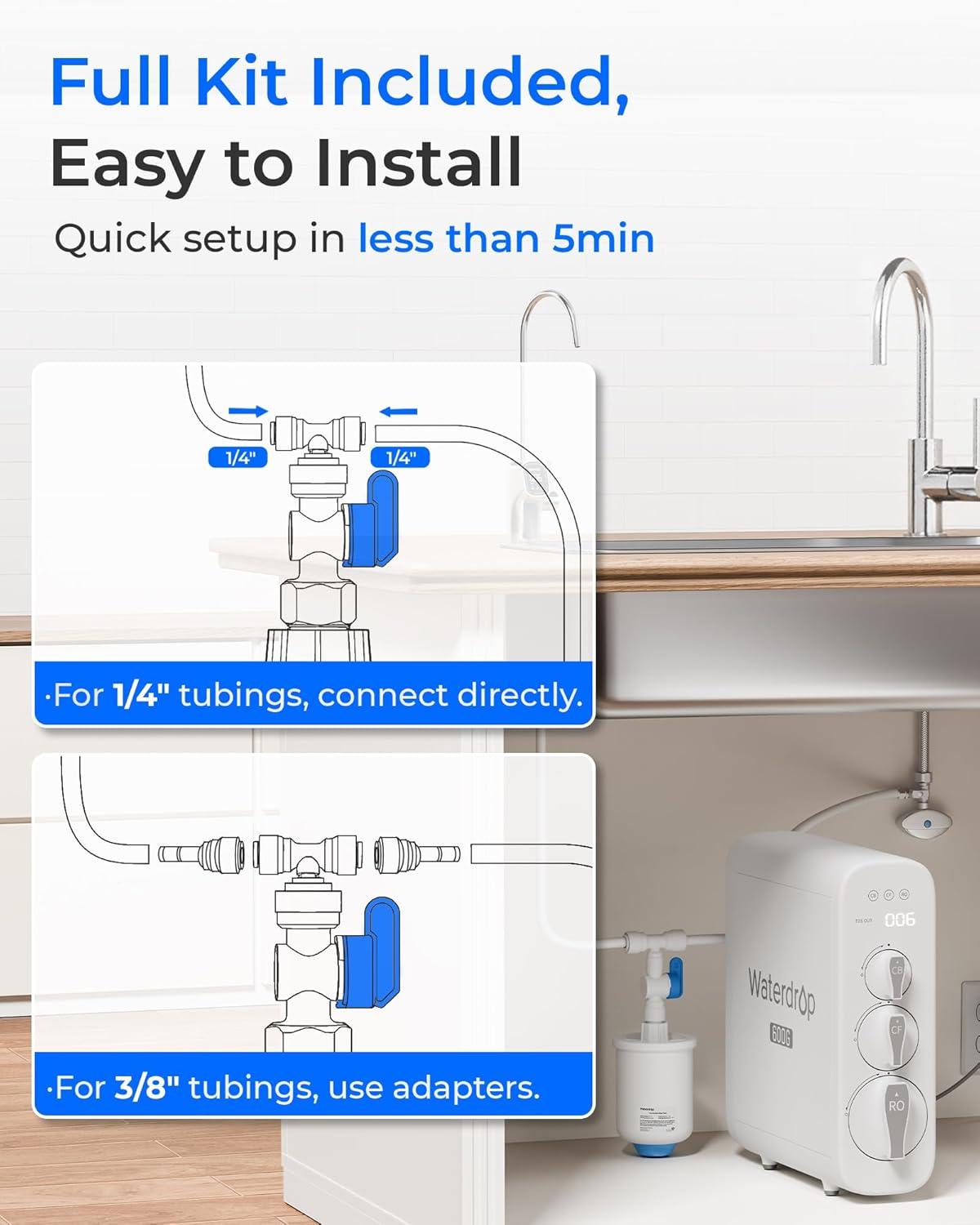 imageWaterdrop PMT Small Water Pressure Tank RO Pressure Tank for All Tankless Reverse Osmosis System Mini Reverse Osmosis Storage Tank Fits All 14quot Water Tubing Small Water Tank for G3 G2 D6 PD600