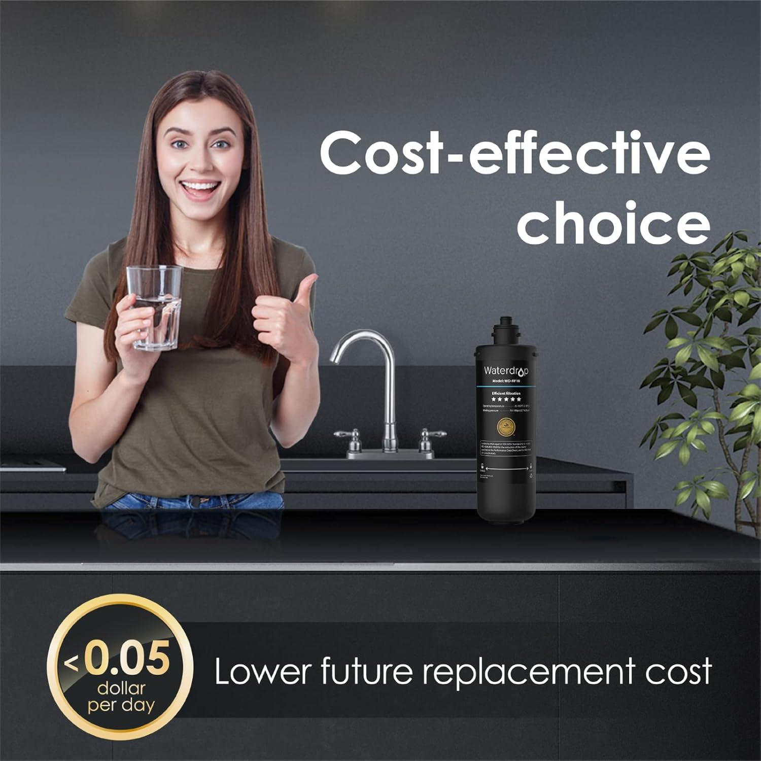 imageWaterdrop RF10MZ Replacement Filter Cartridge For 10UBMZ10UA10UB Under Sink Water Filter 8K Gallons High CapacityBasic