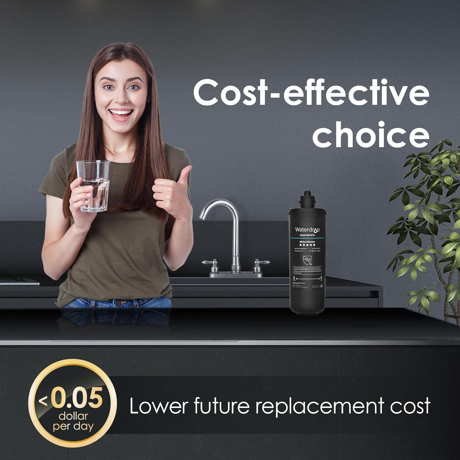 imageWaterdrop RF10MZ Replacement Filter Cartridge For 10UBMZ10UA10UB Under Sink Water Filter 8K Gallons High CapacityBasic2