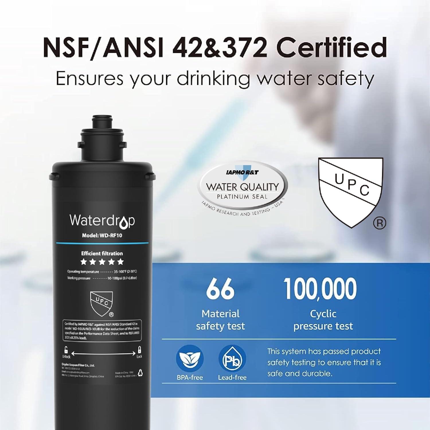 imageWaterdrop RF10MZ Replacement Filter Cartridge For 10UBMZ10UA10UB Under Sink Water Filter 8K Gallons High CapacityBasic2