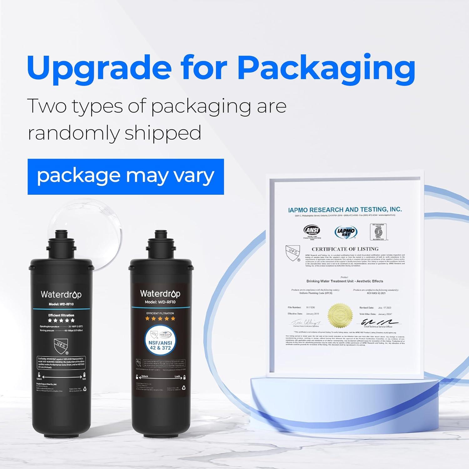 imageWaterdrop RF10MZ Replacement Filter Cartridge For 10UBMZ10UA10UB Under Sink Water Filter 8K Gallons High CapacityBasic2