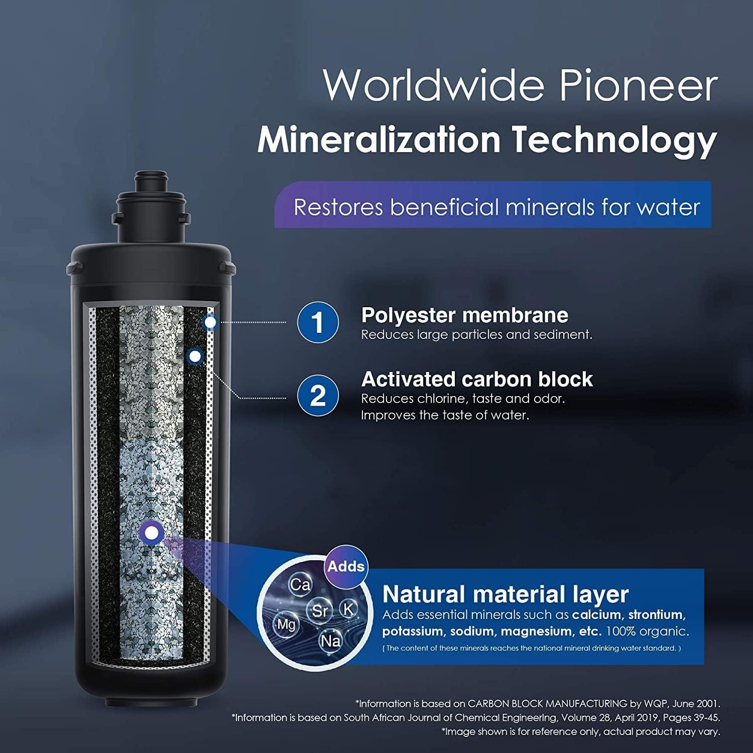 imageWaterdrop RF10MZ Replacement Filter Cartridge For 10UBMZ10UA10UB Under Sink Water Filter 8K Gallons High CapacityRemineralization