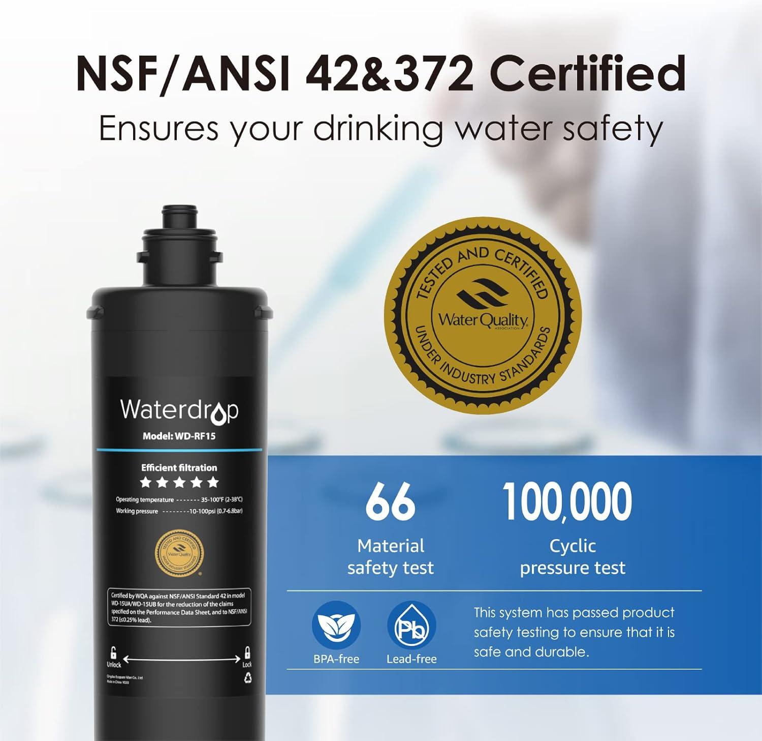imageWaterdrop RF17 Replacement Filter Cartridge for 17UA17UB Under Sink Water Filter Reduces PFAS PFOAPFOS Lead Chlorine Bad Taste ampamp Odor NSFANSI 42 Certified 24K Gallons High Capacity