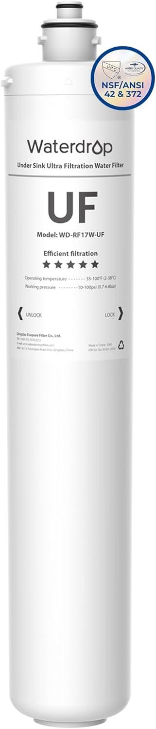 imageWaterdrop RF17WUF 001 Micron Water Filter Reduces Lead Chlorine Bad Taste ampamp Odor 24K Gallons High Capacity Replacement for Waterdrop Under Sink Water Filtration system WhiteWhite