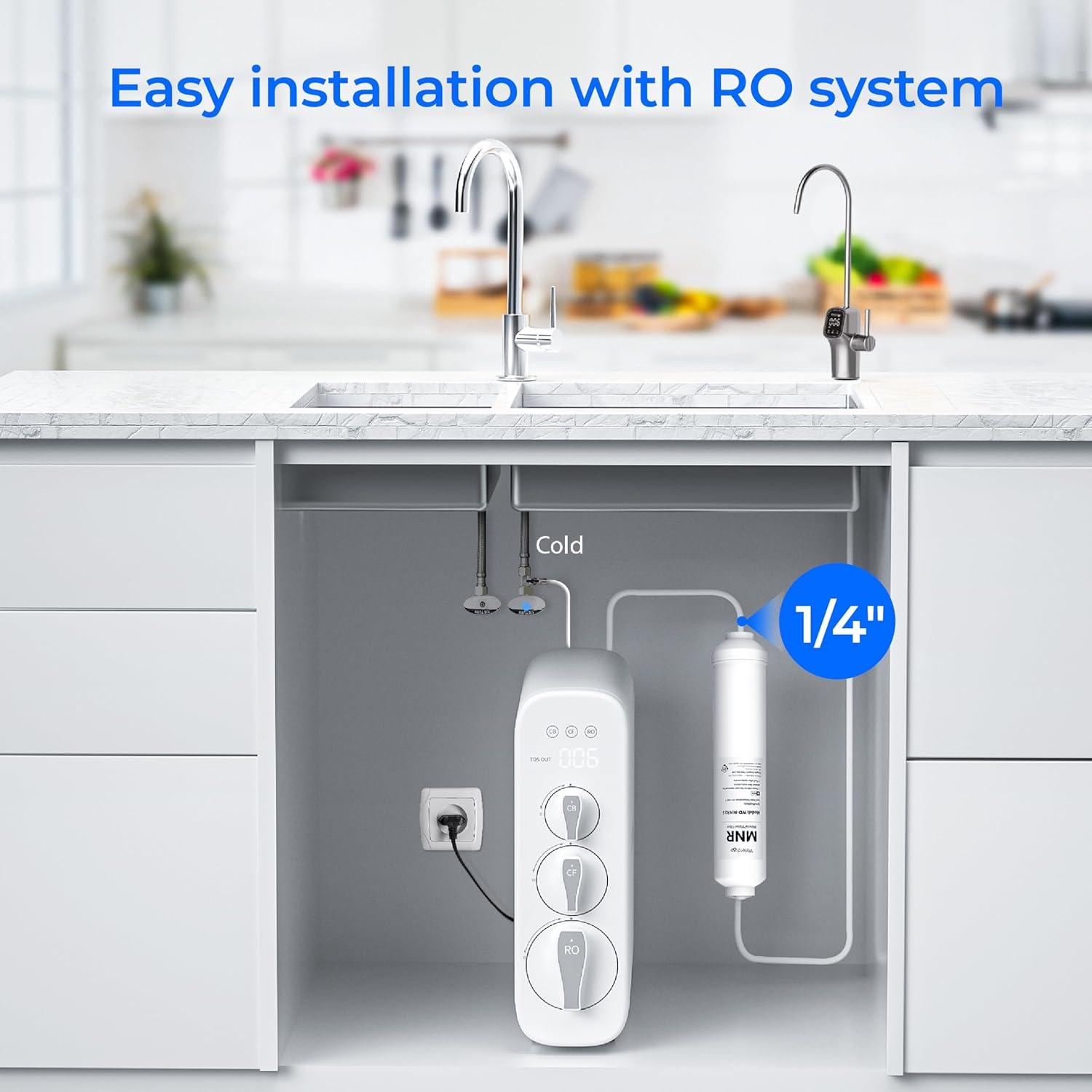 imageWaterdrop Remineralization Filter WDMNR35 14quot Quick Connect Mineral Filter for Reverse Osmosis System Restore Essential Minerals for RO System RO Mineral Under Sink Water Filtration1 Mineral Filter