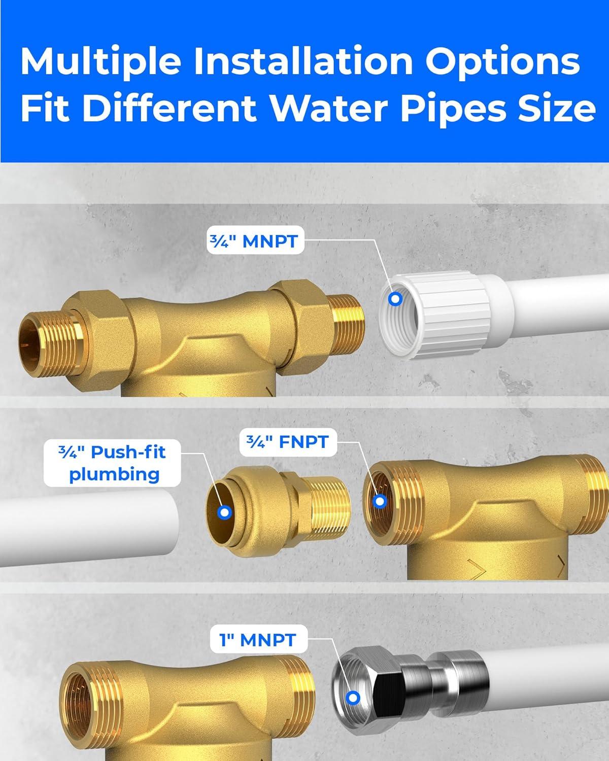 imageWaterdrop Spin Down Sediment Filter Backwash Whole House Water Filter System for Well Water 4050 Micron 1quot MNPT  34quot FNPT  34quot MNPT Traps Sand BPA Free WDRPFK50 Micron